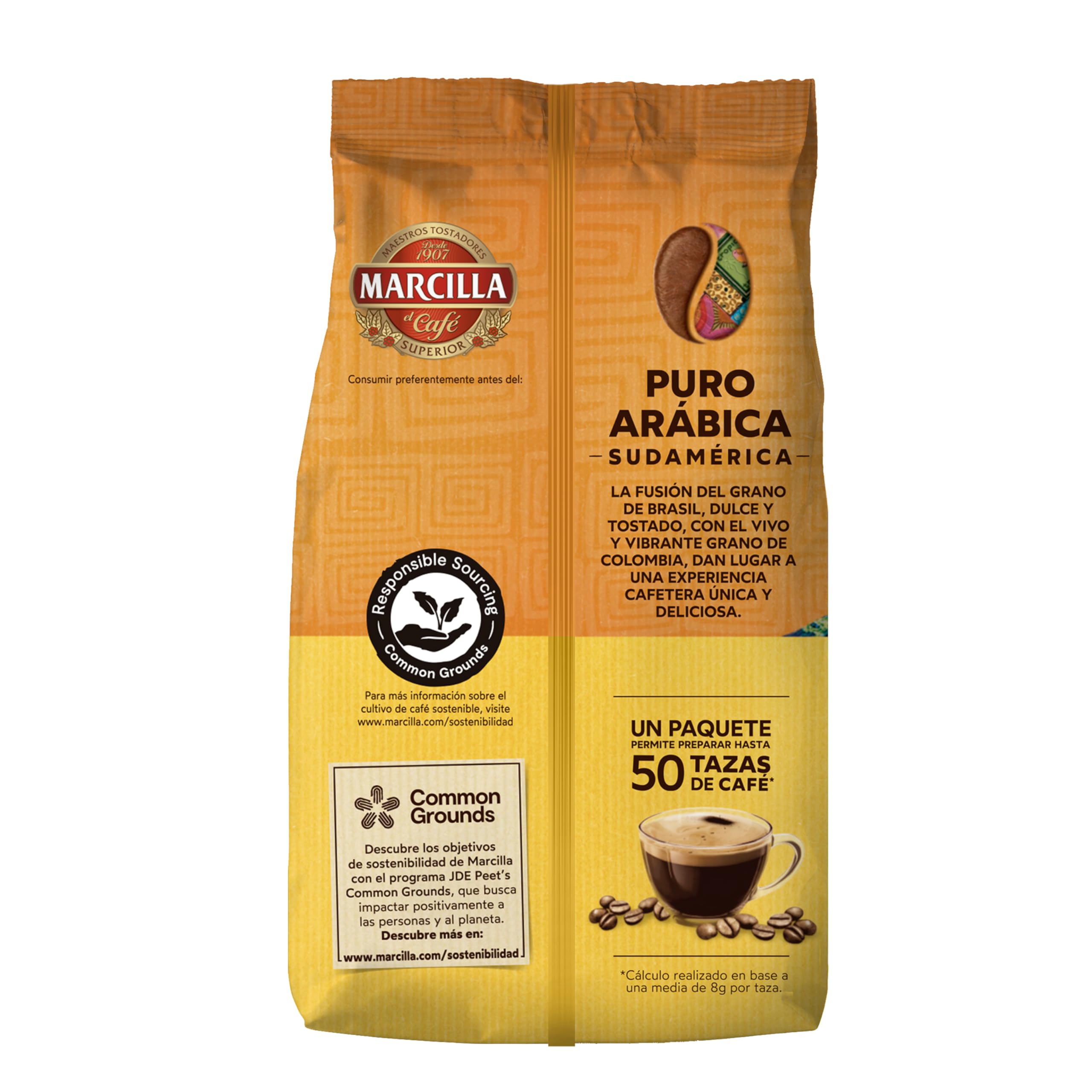 Marcilla Café Grano Puro Arábica Sudamérica Brasil & Colombia 400 g (Paquete de 2) — view 2