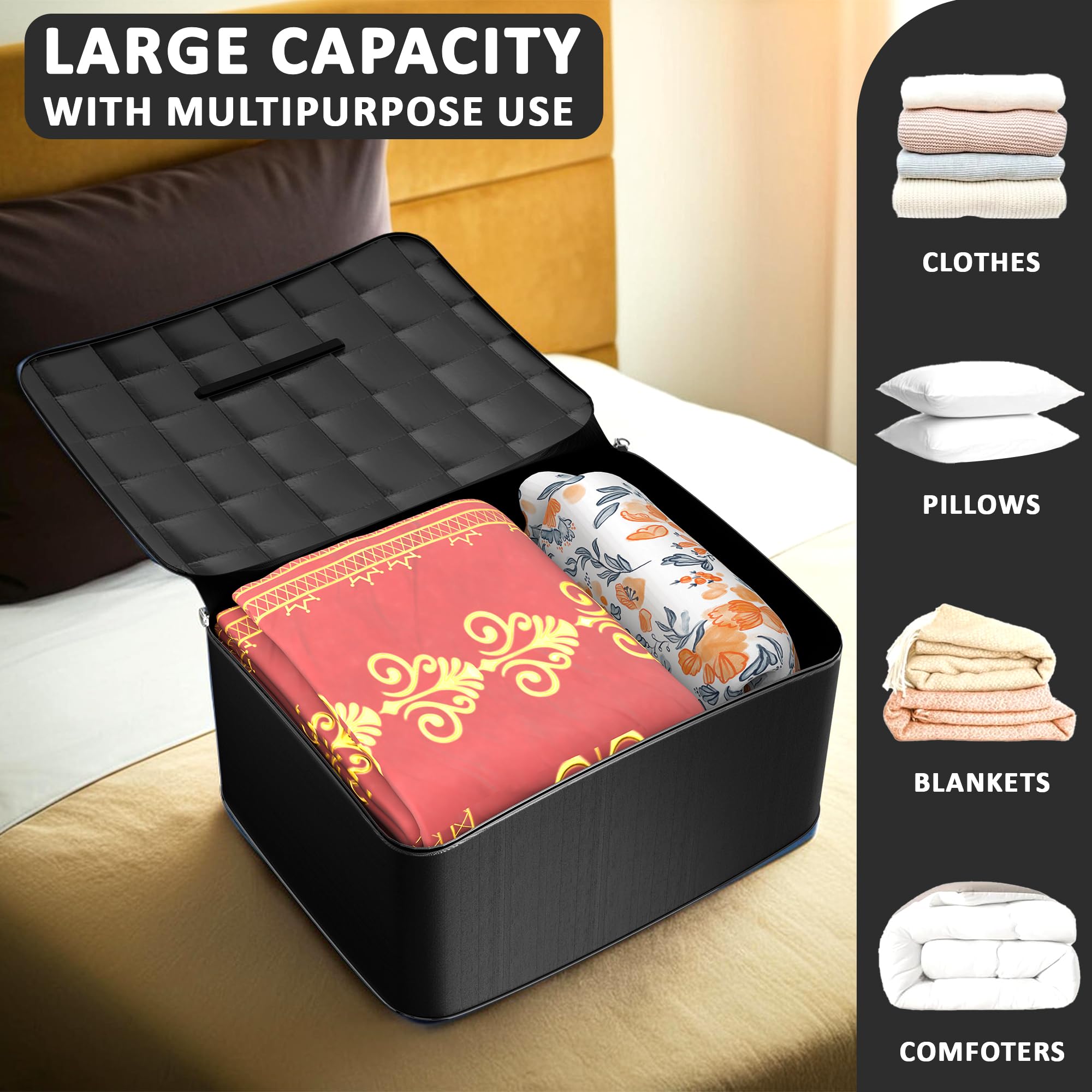 Kuber Industries Lot de 2 sacs de rangement | Sac de rangement de voyage en parachute | Sac de rangement sous le lit | Organiseur de rangement pour vêtements | Sac de couverture à fermeture éclair