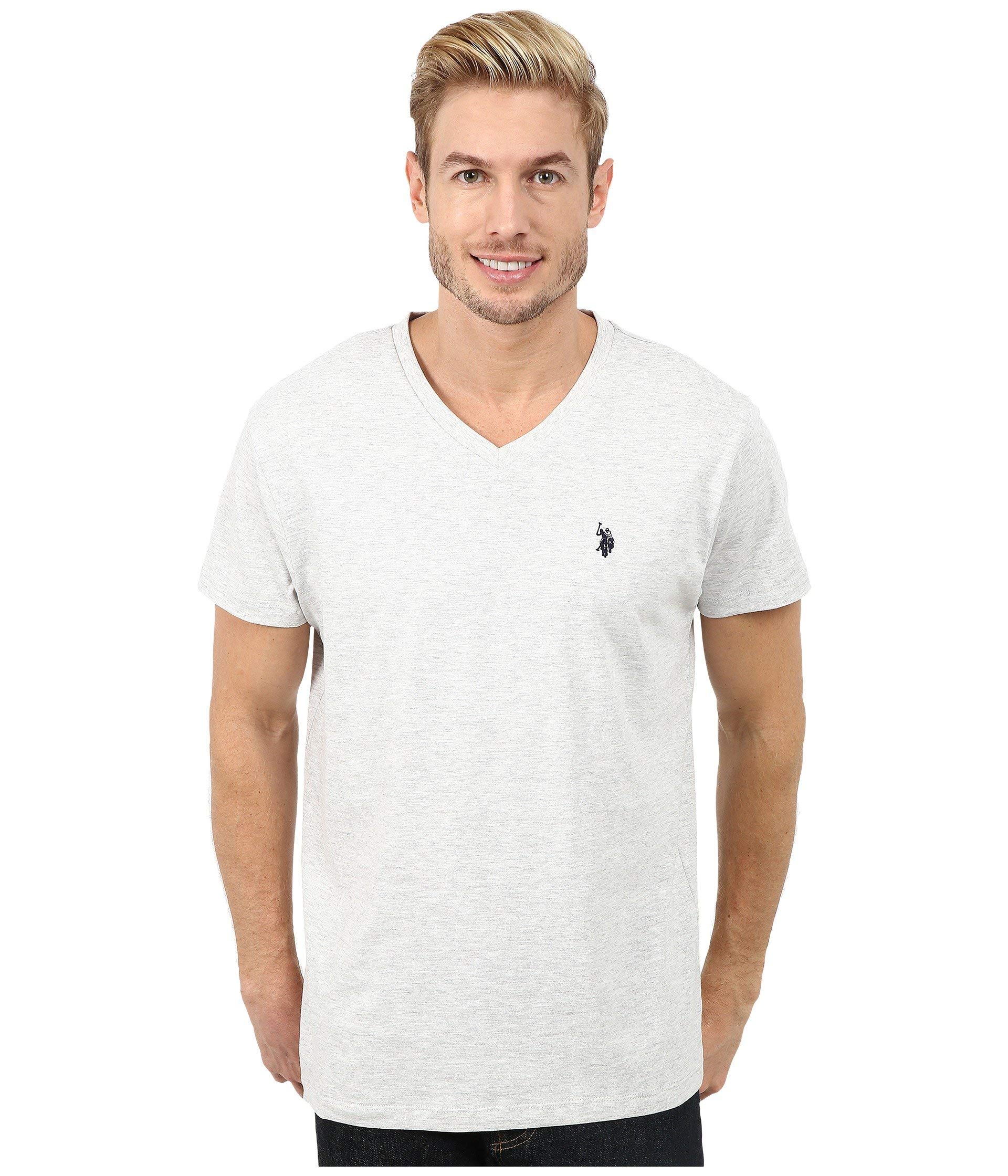 U.S. Polo Assn. Men's V-Neck T-Shirt Light Heather Gray