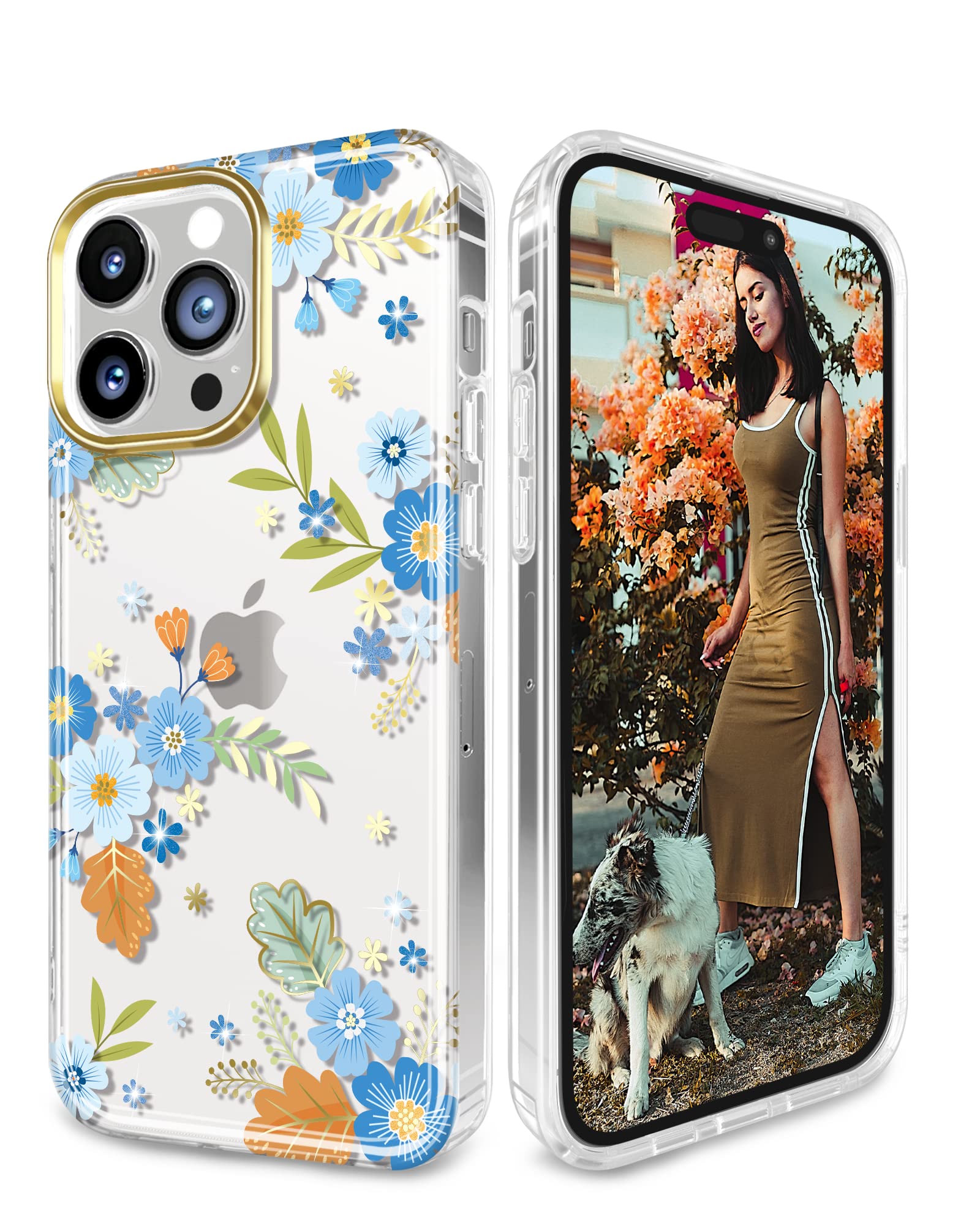 JIAXIUFEN Custodia Per IPhone 14 Pro Max Con Glitter E Farfalle - Trasparente Placcato, Protezione Schermo E Fotocamera Incluse, Antiurto - 4