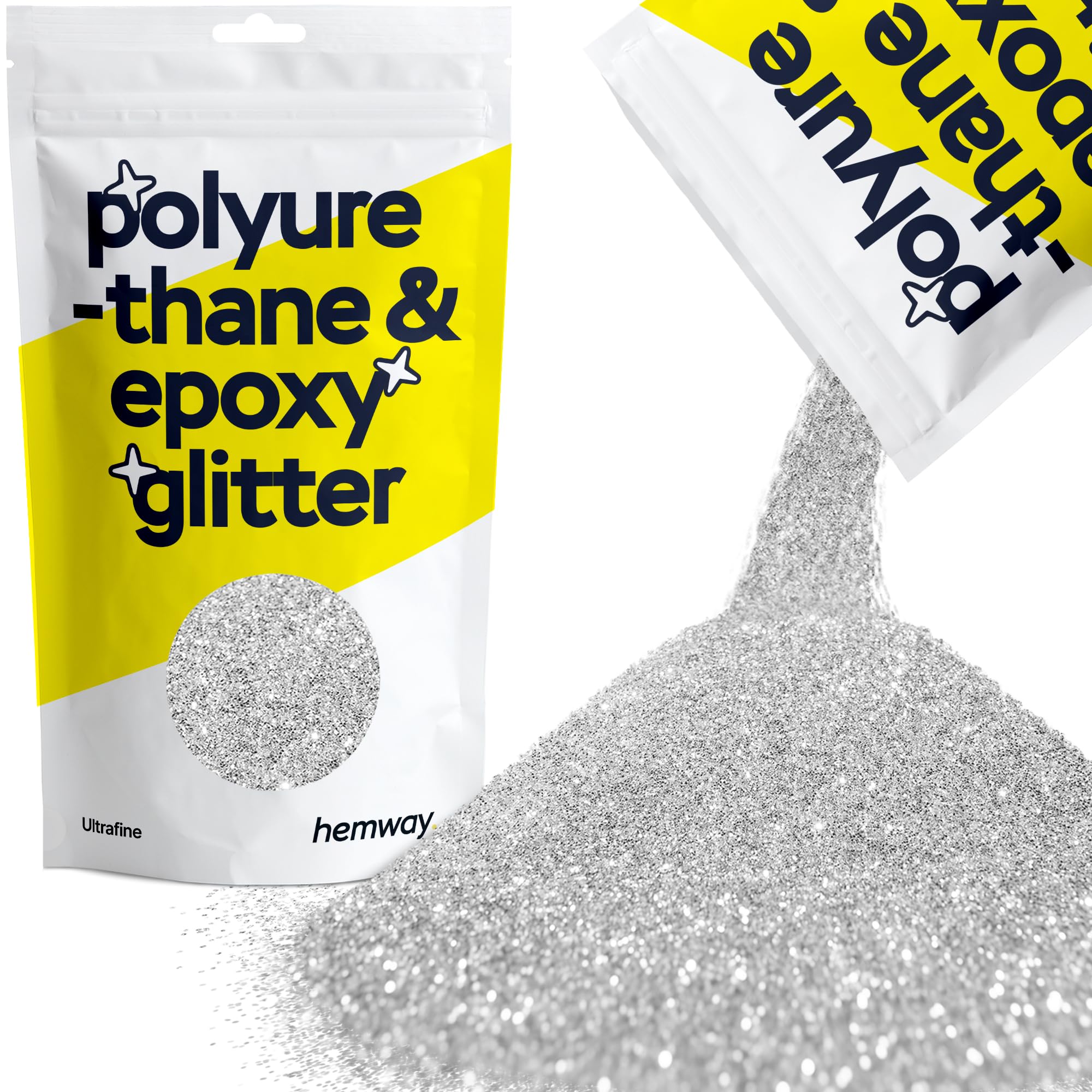 Hemway Polyurethane & Epoxy Glitter Metallic Crystal Flake Additive for Flooring, Jewellery Making, Tumblers and Resin 100g / 3.5oz - Ultrafine (1/128