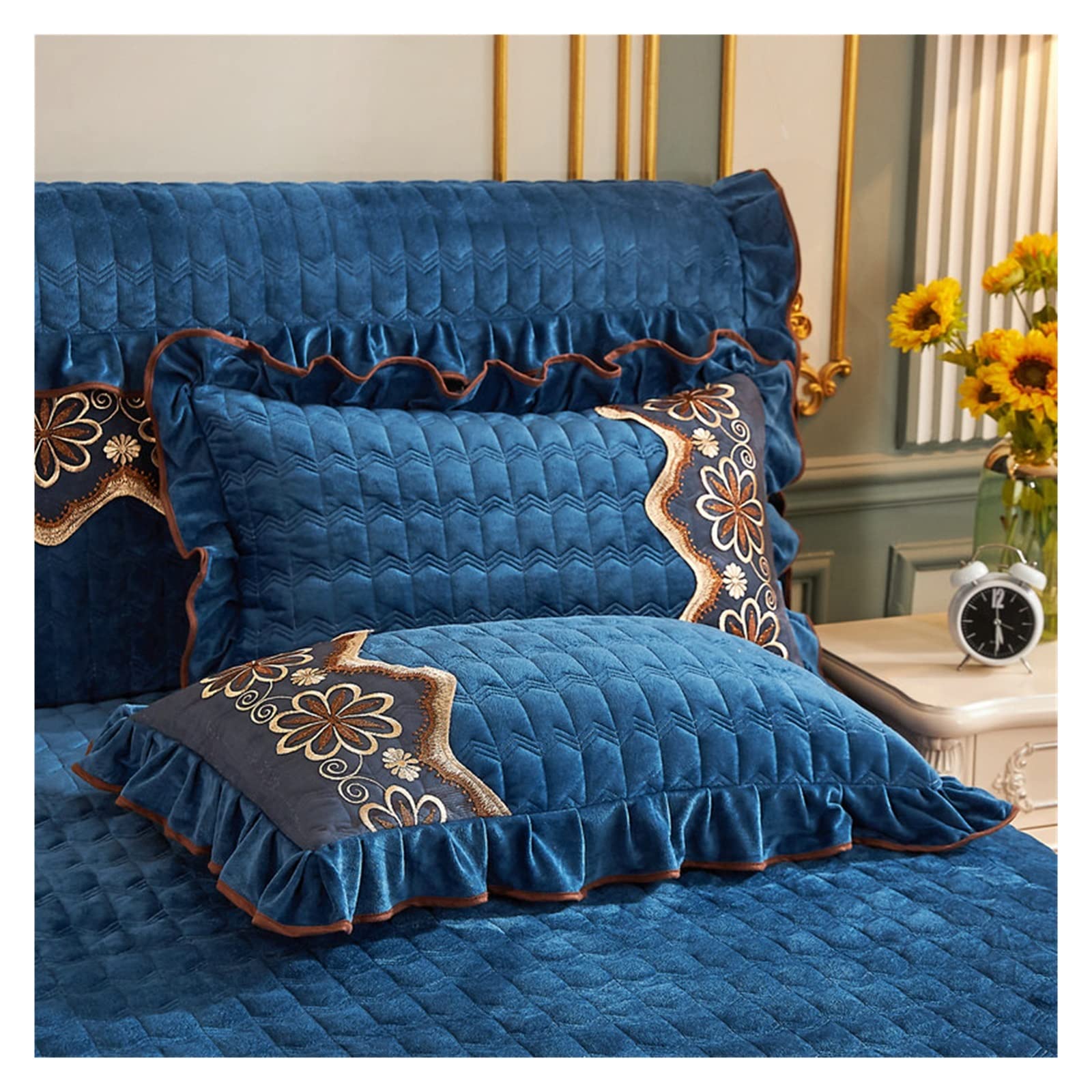 Taie d'oreiller en velours pour lit et hiver chaud en lot de 2 Argento