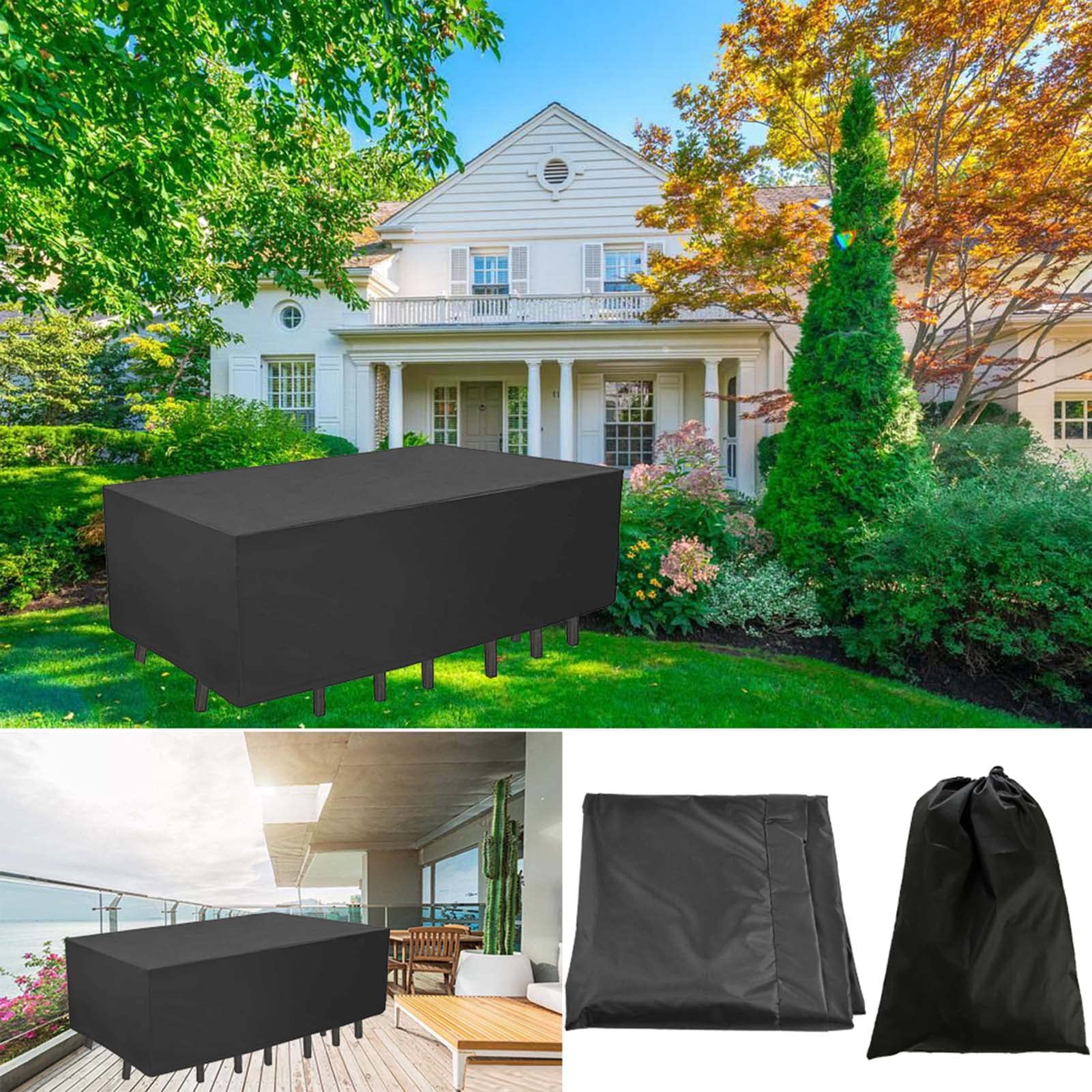 YSUEFIJO Rectangular Funda para Mesa de Jardin 350x260x90cm, Funda Protectoras Muebles Jardin, Cubierta de Exterior Impermeable, 420D Oxford Cubierta de Muebles, Anti-UV Resitente al Polvo
