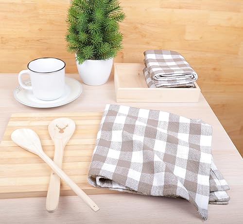 Miniatura 6 de AMOUR INFINI Buffalo - Juego de 4 paños de cocina de algodón flameado de gran tamaño, paños de cocina para limpiar y secar platos (beige, 28 x 20