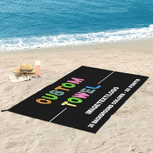 Miniatura 9 de Toalla de playa personalizada con texto, imagen, logotipo, toallas de playa de microfibra, toalla de secado rápido para viajes, playa, piscina, baño