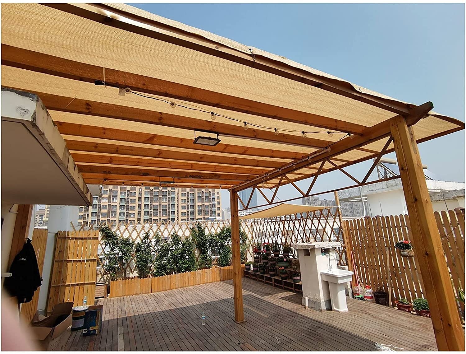 Voile d'ombrage sable 1x1m pavillon jardin extérieur