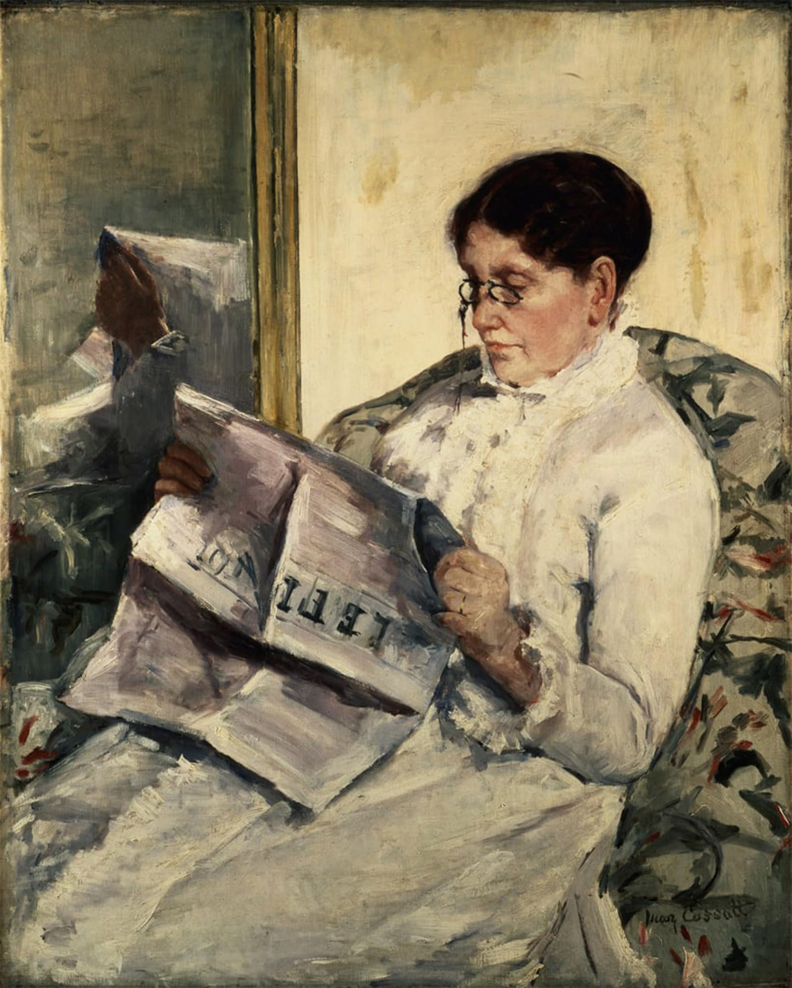 POSTERIIk Vintage Print Pop Art Landscape Artwork Reading Le Figaro by Mary Cassatt Art Prints for Office Home Decor 60x90cm