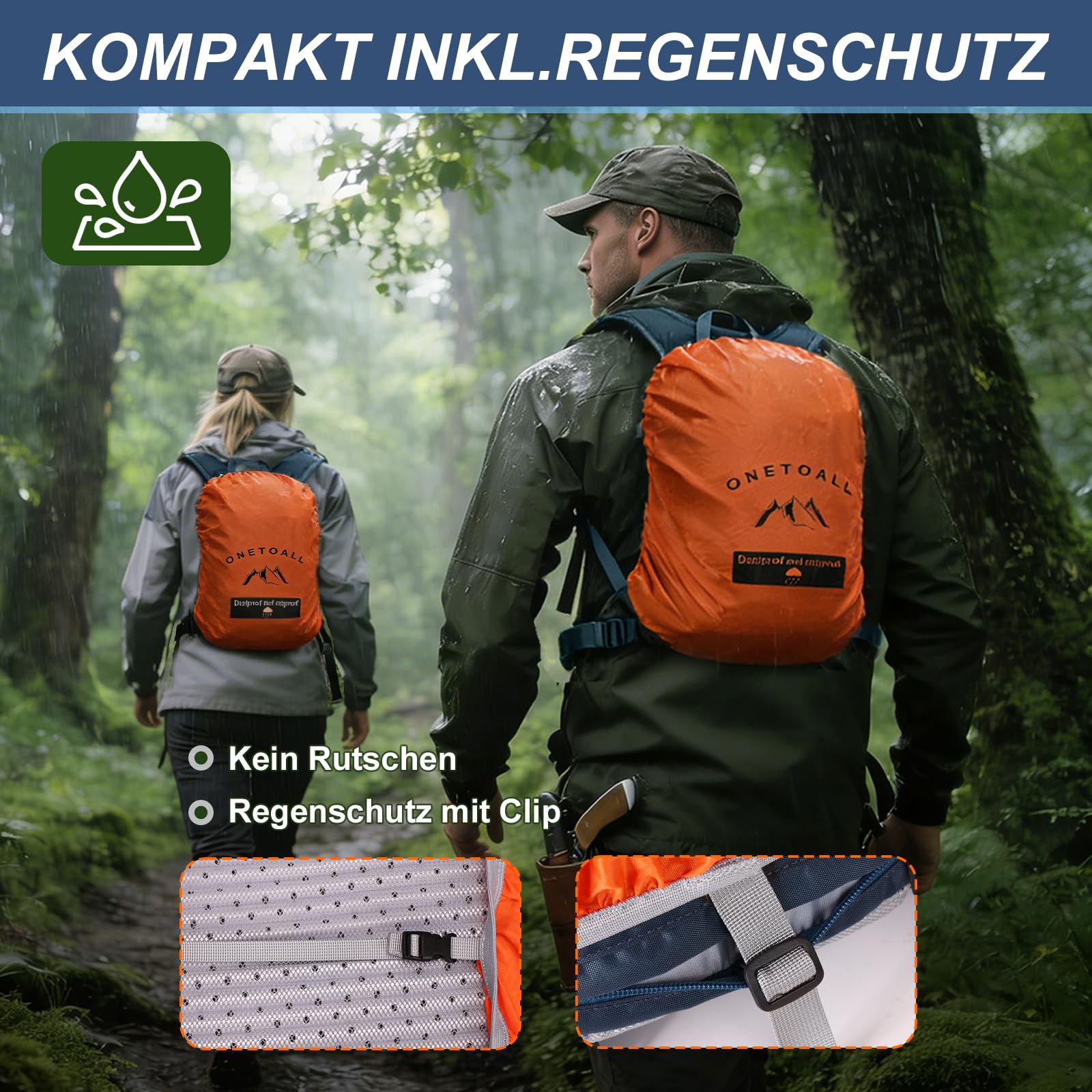 Wanderrucksack Damen, Diebstahlsicherer Tagesrucksack Damen, Wasserdichter Fahrrad Rucksack mit Rückenbelüftung zum Wandern Tagestour Radfahren Reisen Pendeln