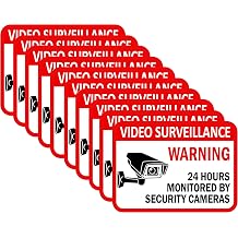 Video Surveillance Sign,10 Pack, 2.5" x 3.5", 4 Mil Sleek Vinyl Decal Stickers, Double-Sided, Weather Resistant Long Lasting UV Protected and Waterproof