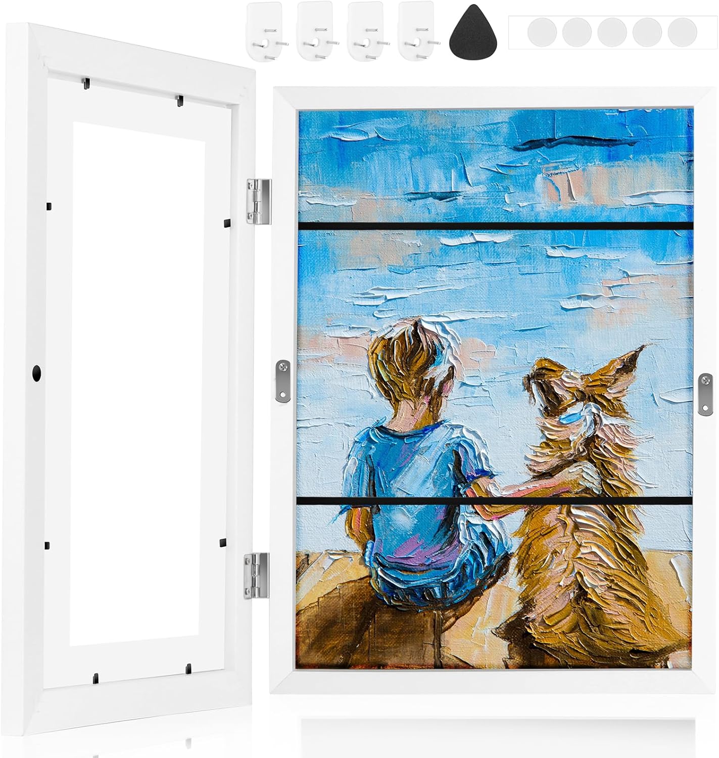 Kid's Art Display Frame - 18"X13" Artwork Pictures Holds 150 Front Opening Changeable Kids Art Frame with Storage for Drawings Schoolwork ＆ Art Projects at Home