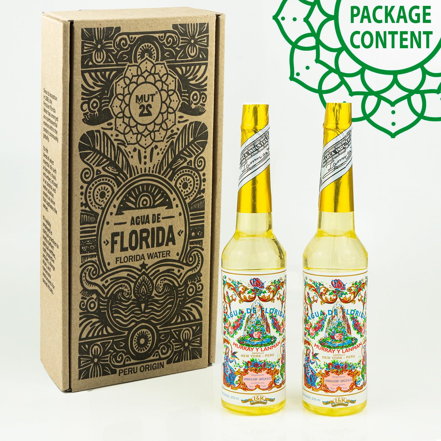 Floryda 100% oryginalna woda Peru - 2 butelki 270 ml do czyszczenia i ochrony duchowej