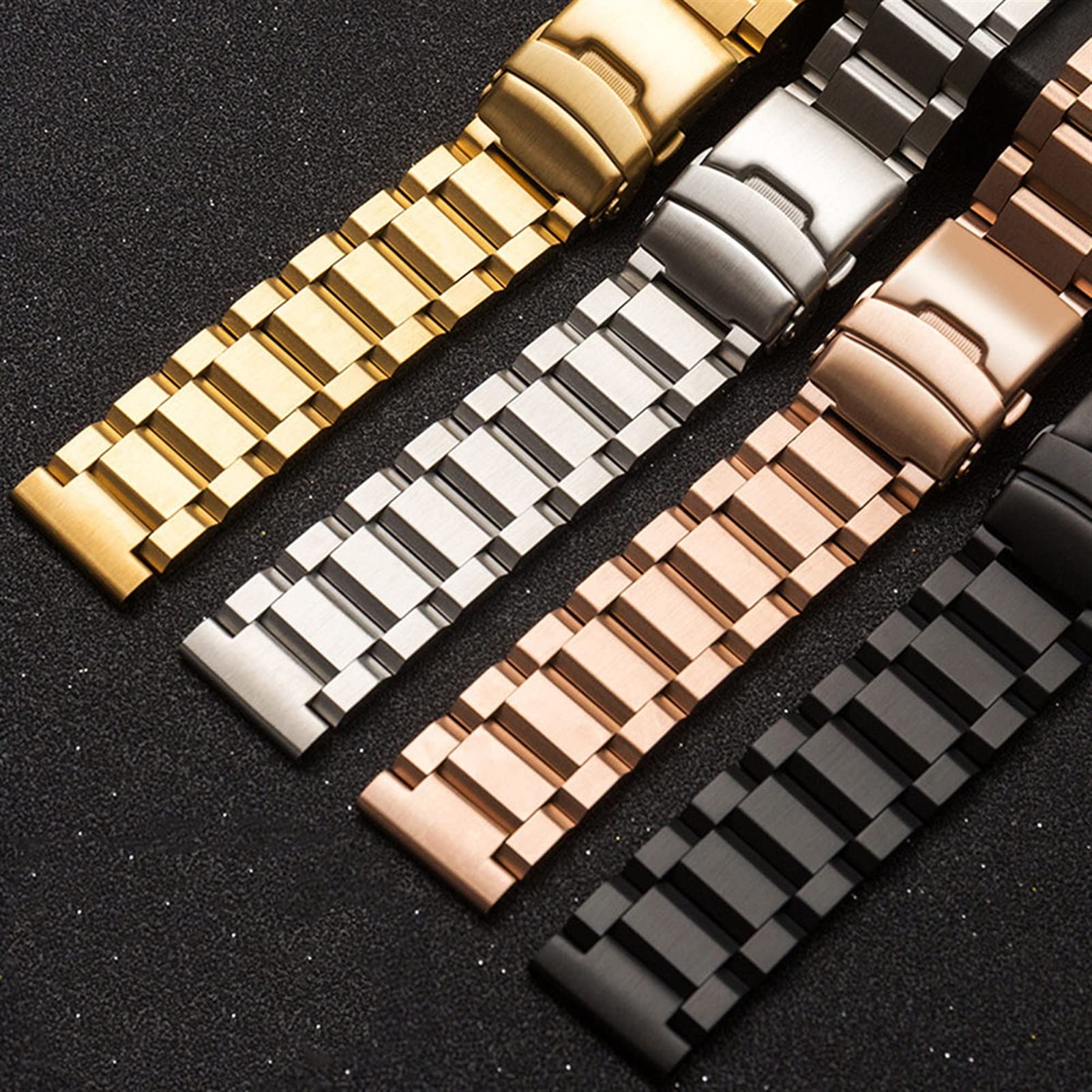 Uhrenarmband aus Edelstahl, 18 mm, 20 mm, 22 mm, 24 mm, massives Metall, Herren-Doppelfaltschließe, Zubehör