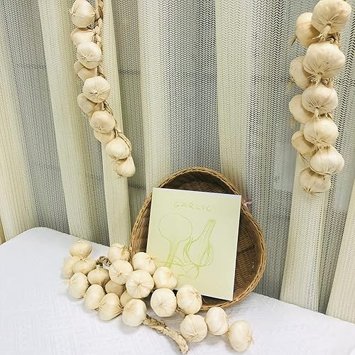 Miniatura 7 de Cuerdas de ajo de espuma de verduras artificiales, 20 pulgadas, verduras sintéticas para decoración del hogar, cocina, fiesta, pub (ajo, 4 cuerdas)