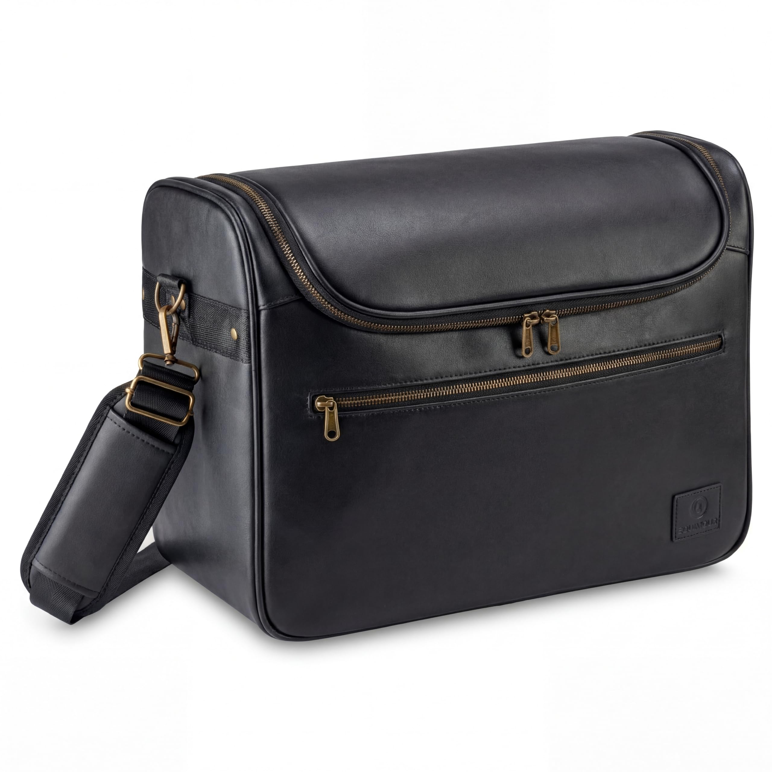 Borsa da Pulizia Cavallo - in Similpelle Vegana, Nero e Oro | Borsa robusta e idrorepellente in pelle vegana con scomparti a strappo flessibili e tracolla