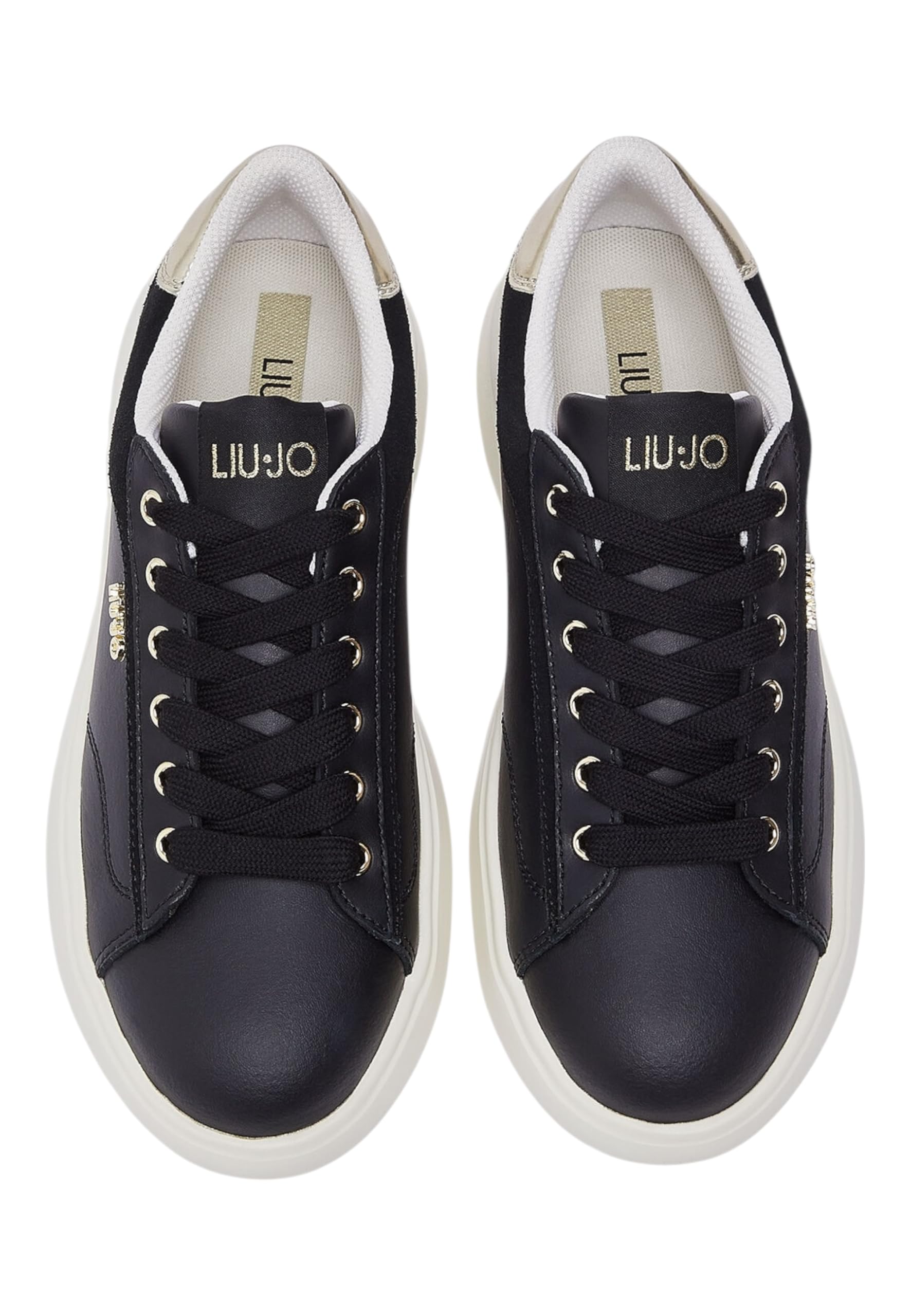 LIU JO BA6069 Casper 01 Black Sneakers per Donna in Pelle Nera con Zeppa