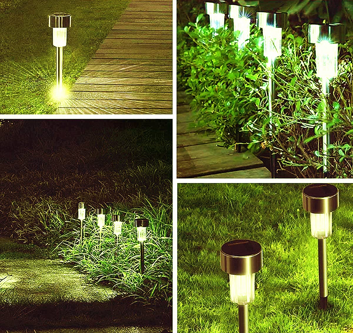 Solpex Luci solari da giardino all'aperto, 6 pacchetti di luci solari da giardino a LED, luci impermeabili alimentate ad energia solare per giardino, patio, paesaggio, passerella, bianco caldo