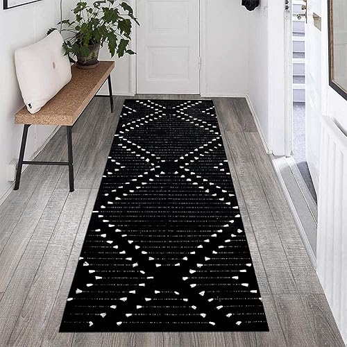 Miniatura 6 de HAOCOO Alfombra marroquí lavable 2 x 6 pies moderna geométrica alfombra de pasillo para pasillo alfombra de algodón tejida con diamantes de diamante