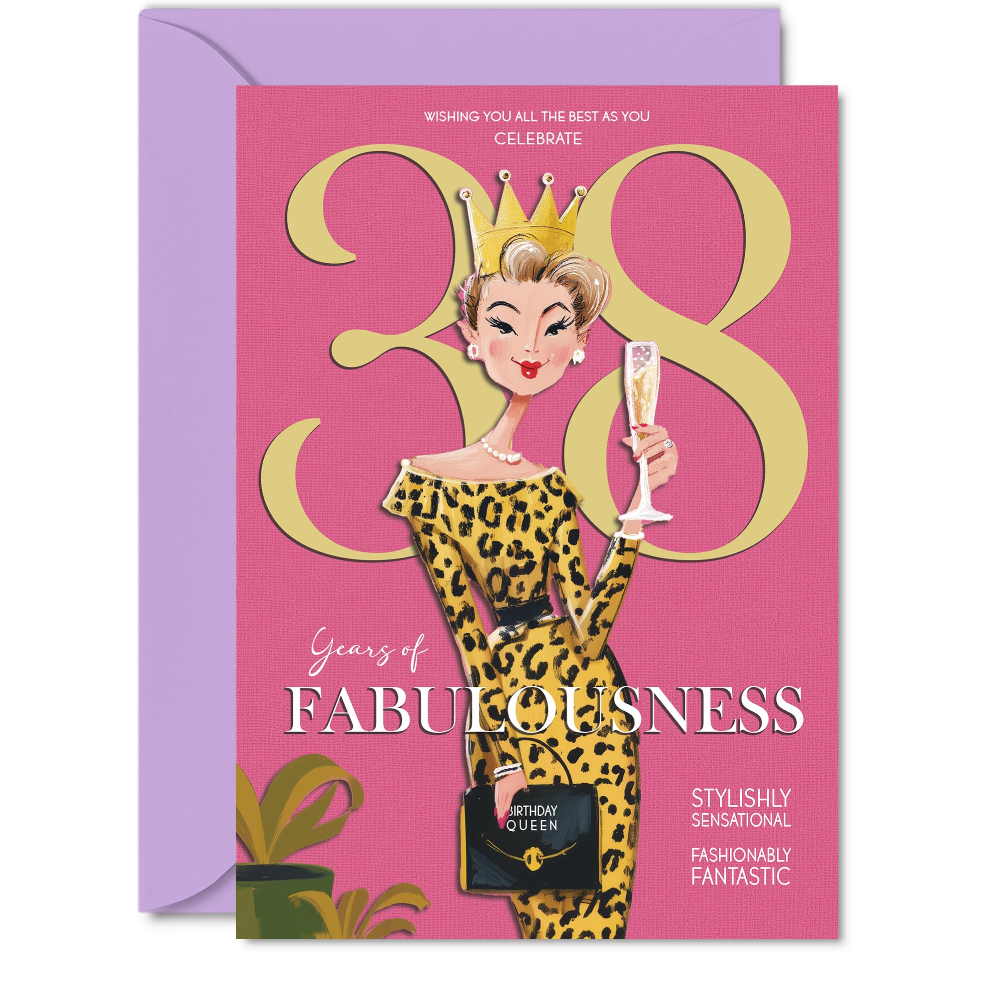 38th Birthday Cards for Women - Years Of Fabulousness - Happy Birthday Card for 38 Year Old Woman Neighbour Sister Wife Daughter, 5x7 Inch Bday Greeting Cards