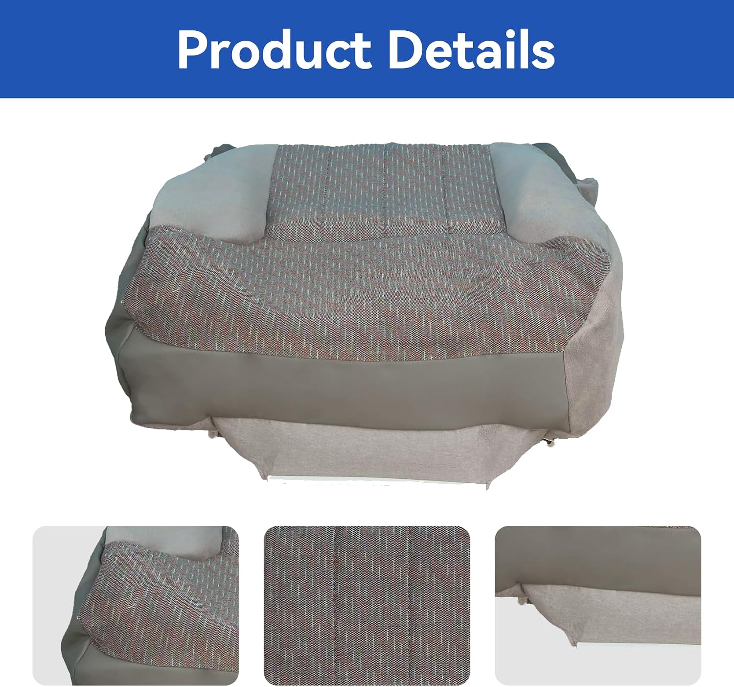 Driver Bottom Replacement Seat Cover Gray Cloth Compatible with Dodge Ram 1500 2500 3500 SLT 1994 1995 1996 1997