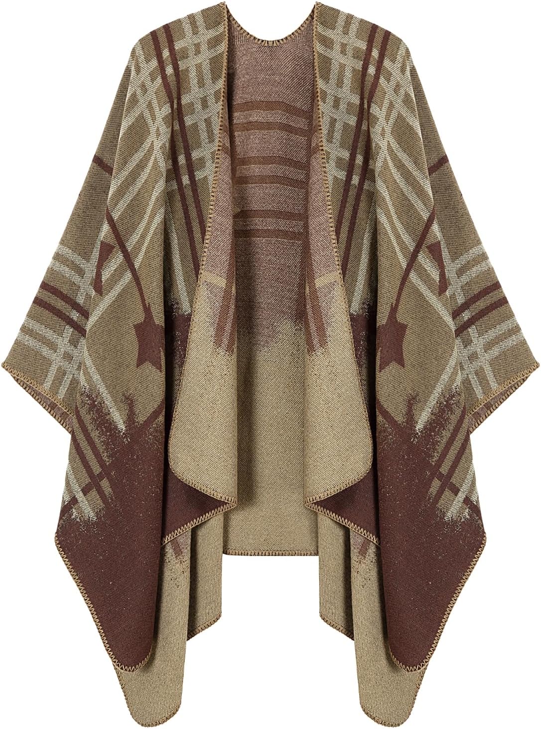 Women's Shawl Wrap Ponchos Warm Cape Cardigan Open Front Shawls for Spring Fall Winter