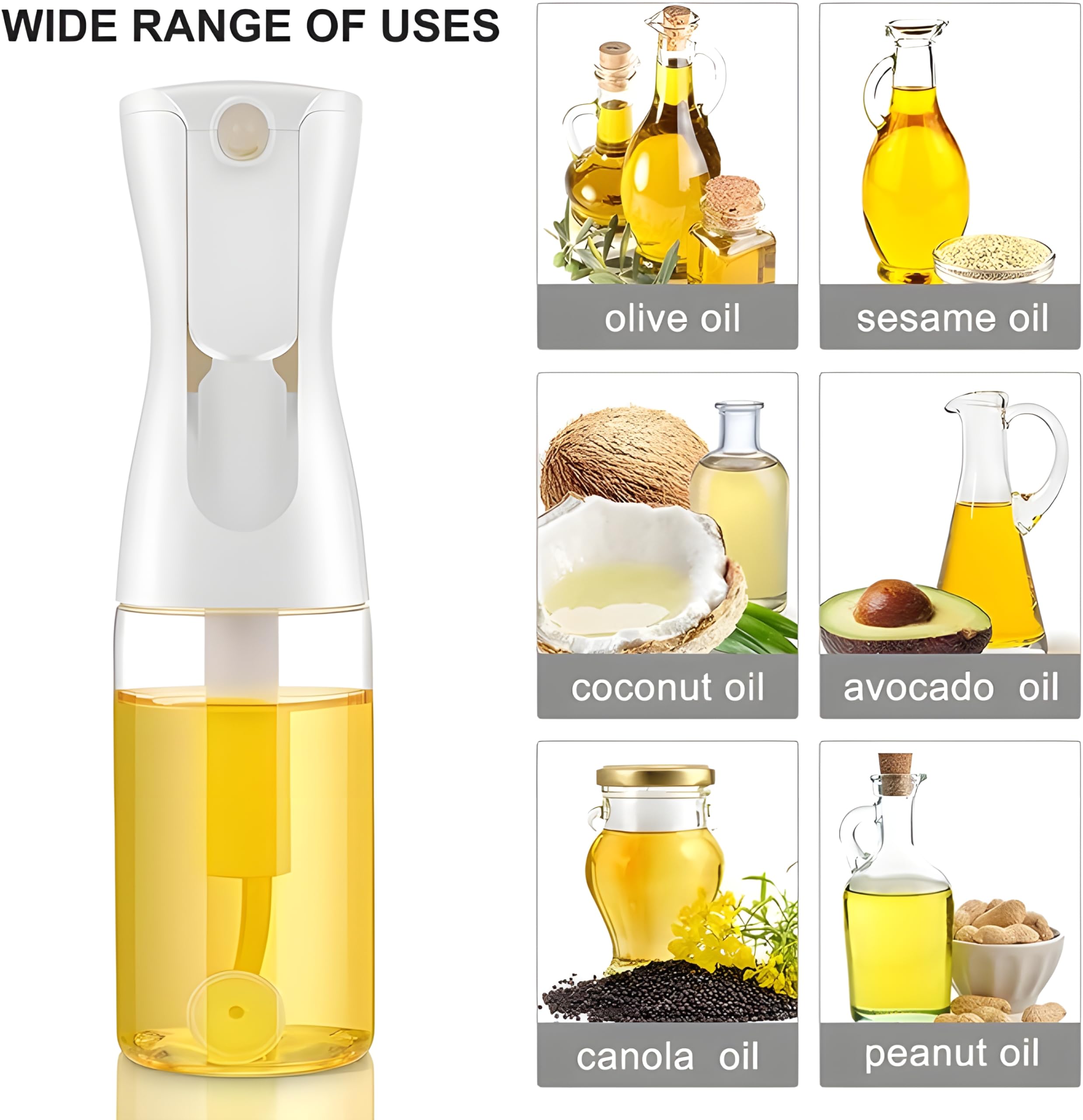 JIALTO 200 ML Glass Olive Oil Spray Bottle - Versatile Kitchen Gadgets for Air Fryer, Salad Making, Baking, and Frying - Canola Oil Spritzer Mister (200 ML) 1