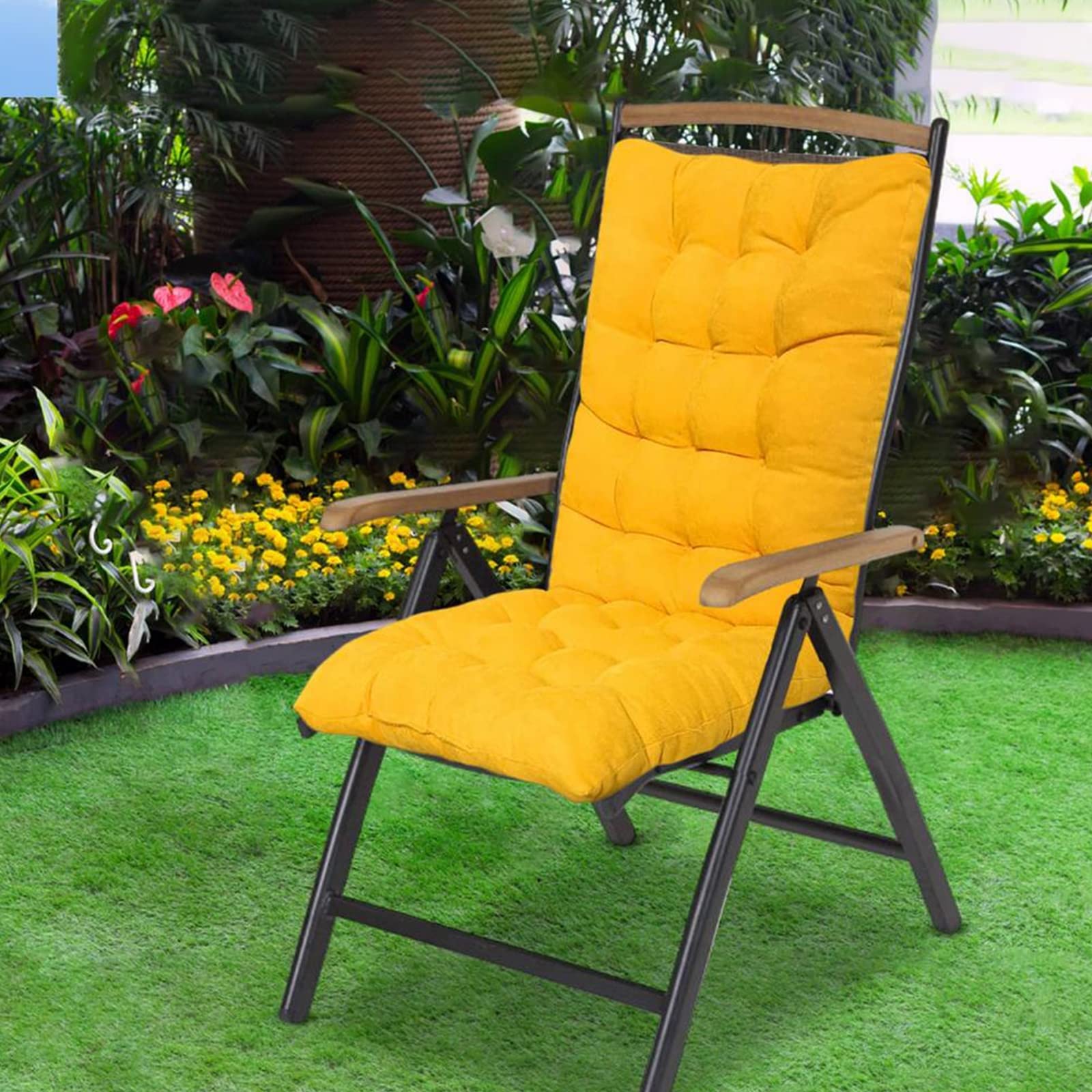Wysokiej jakości żółte krzesło bujane Cush Highback Tufted Seat & Back Pads Outdoor & Indoor Use Ties for Kitchen Dining Desk Chairs - t & Sle