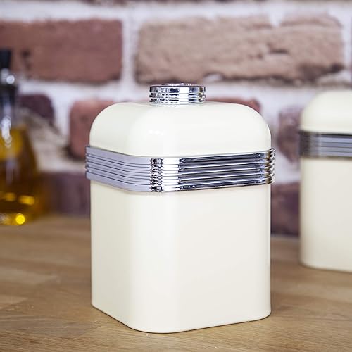 Miniatura 3 de Swan SWKA1020CN - Juego de 3 botes de almacenamiento de cocina, hierro, 1 litro, color crema