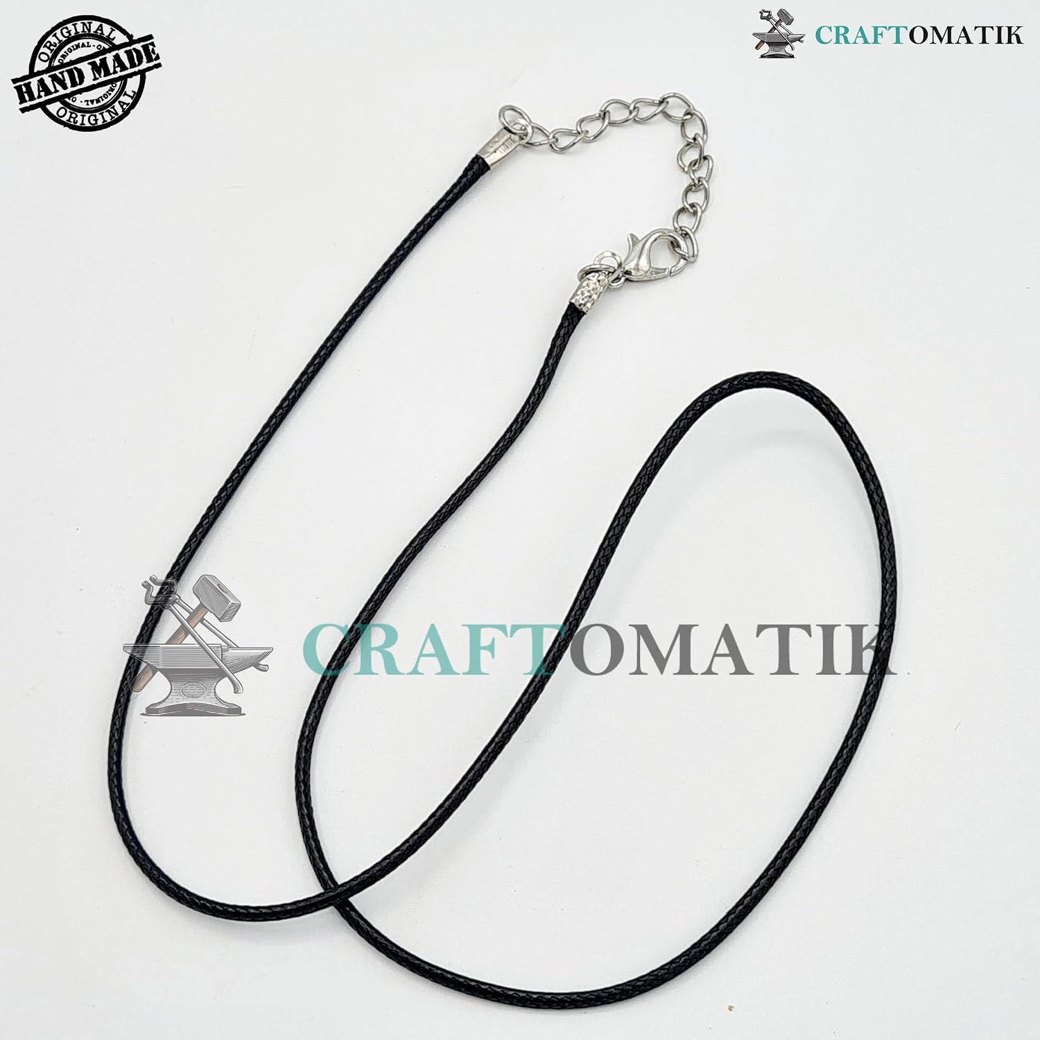 Braided Leather Cord | Adjustable 5 Pieces 45 cm 1.5 mm Black | DIY Jewellery Making Necklace Bracelet Chain Clasp Accessories | HFAC01, Standard, Leather, No Gemstone