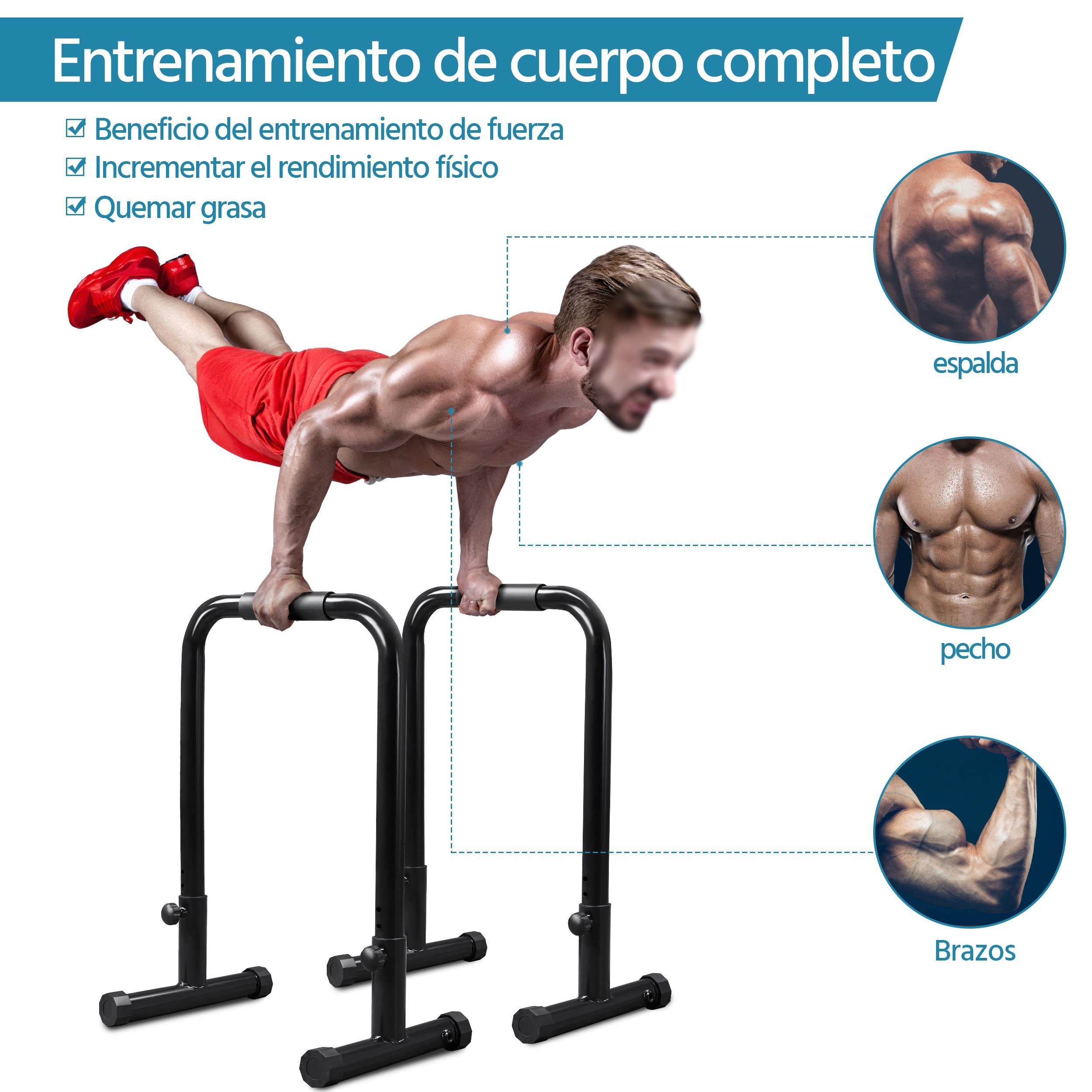 Yaheetech Barras Paralelas Paralelas Calistenia en Casa Max Capacidad de Carga 227 KG Barra Dominadas Suelo Dip Bar Fitness Push Up Bar para Gimnasio Altura y Ancho Ajustables 79-90cm