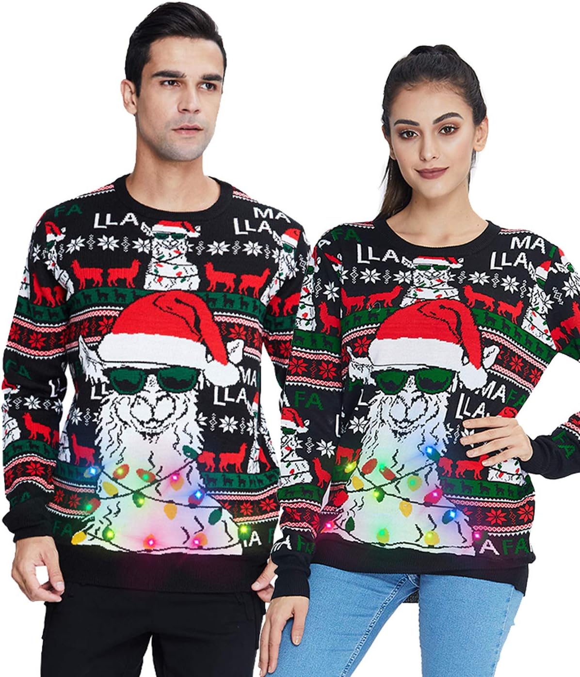 RAISEVERN Men's Light Up Ugly Christmas Sweater Knitted Pullover Tops - Image 3