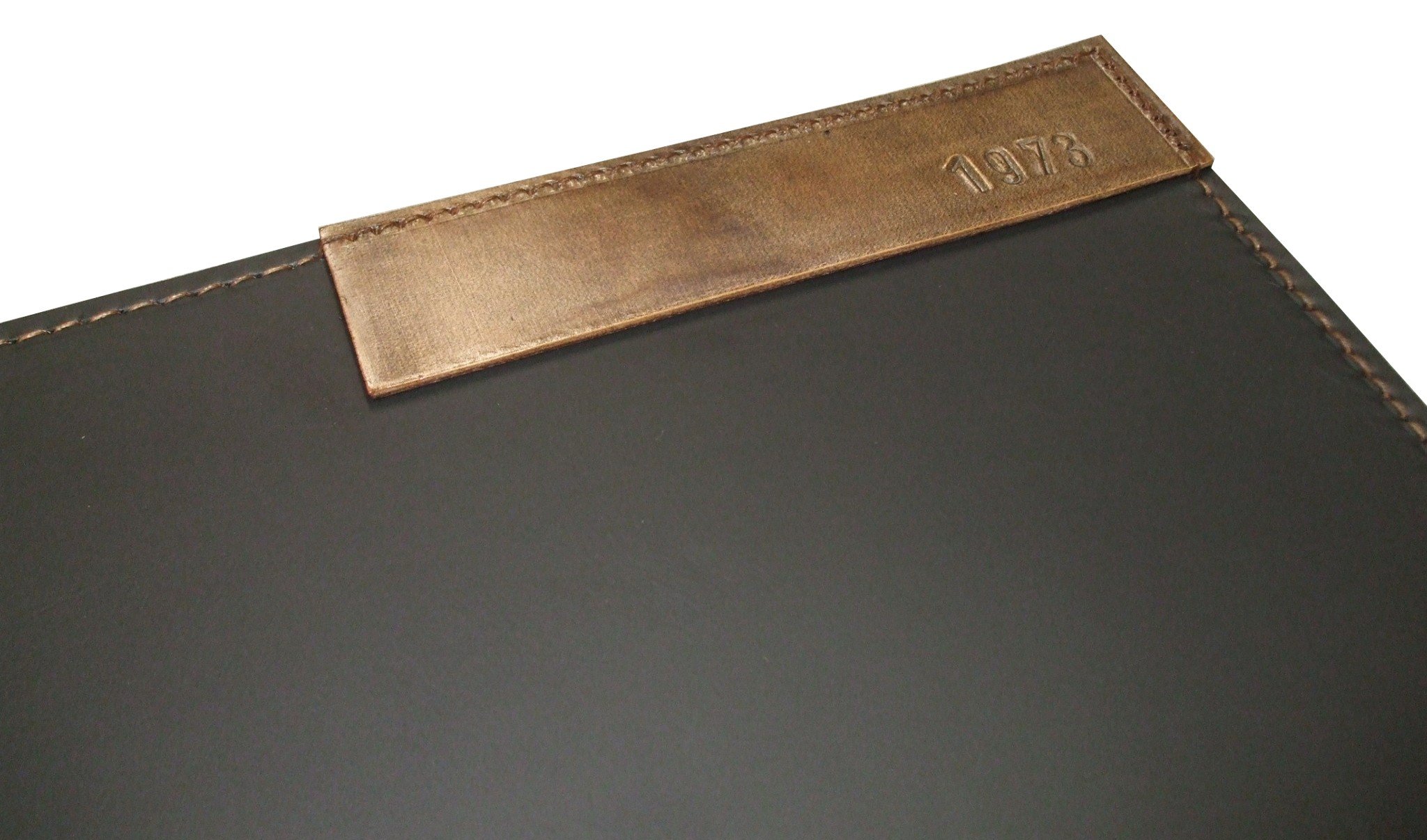 Schreibunterlage Schreibtischunterlage echt Leder ca. 70 x 46 cm Antik schwarz Jahreszahl 1973