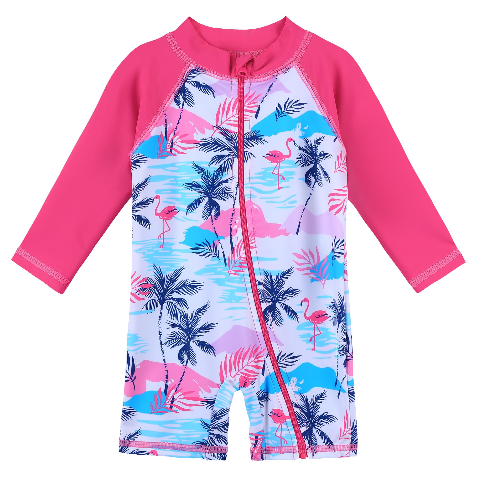 HUAANIUE Toddler Girl Swimsuit Long Sleeve UPF50+ Sun Protection 0-6T