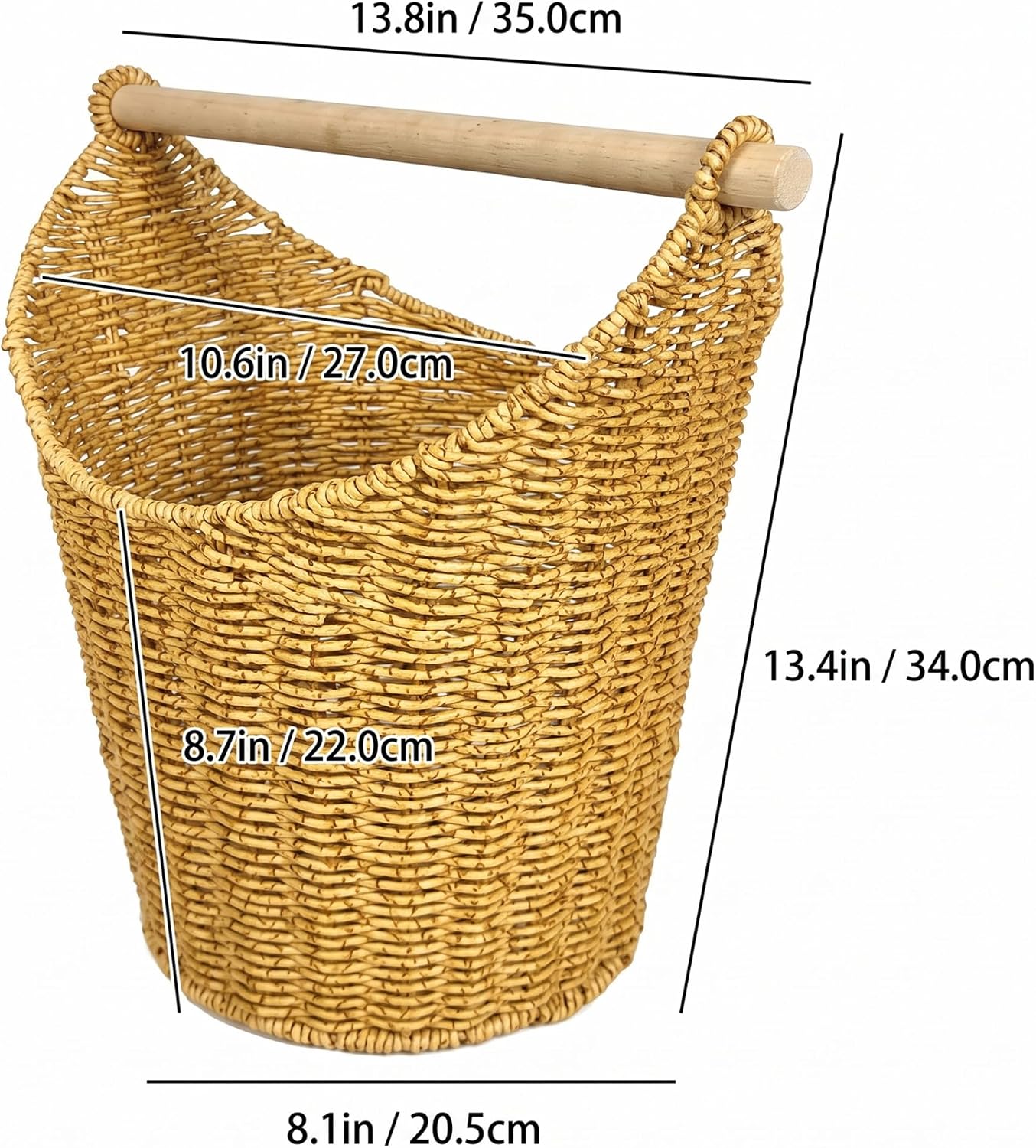 Wicker Toilet Paper Basket with Roll Holder Bar, Wicker Storage Baskets