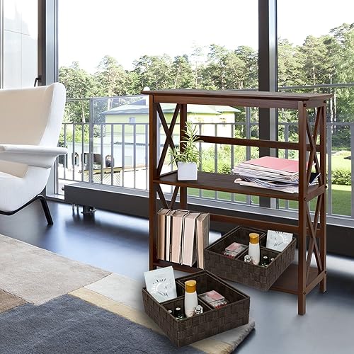 Miniatura 108 de Posprica Cestas de almacenamiento tejidas para organizar, pequeñas cestas negras de cubo organizador divisor para cajón, armario, estante, aparador,