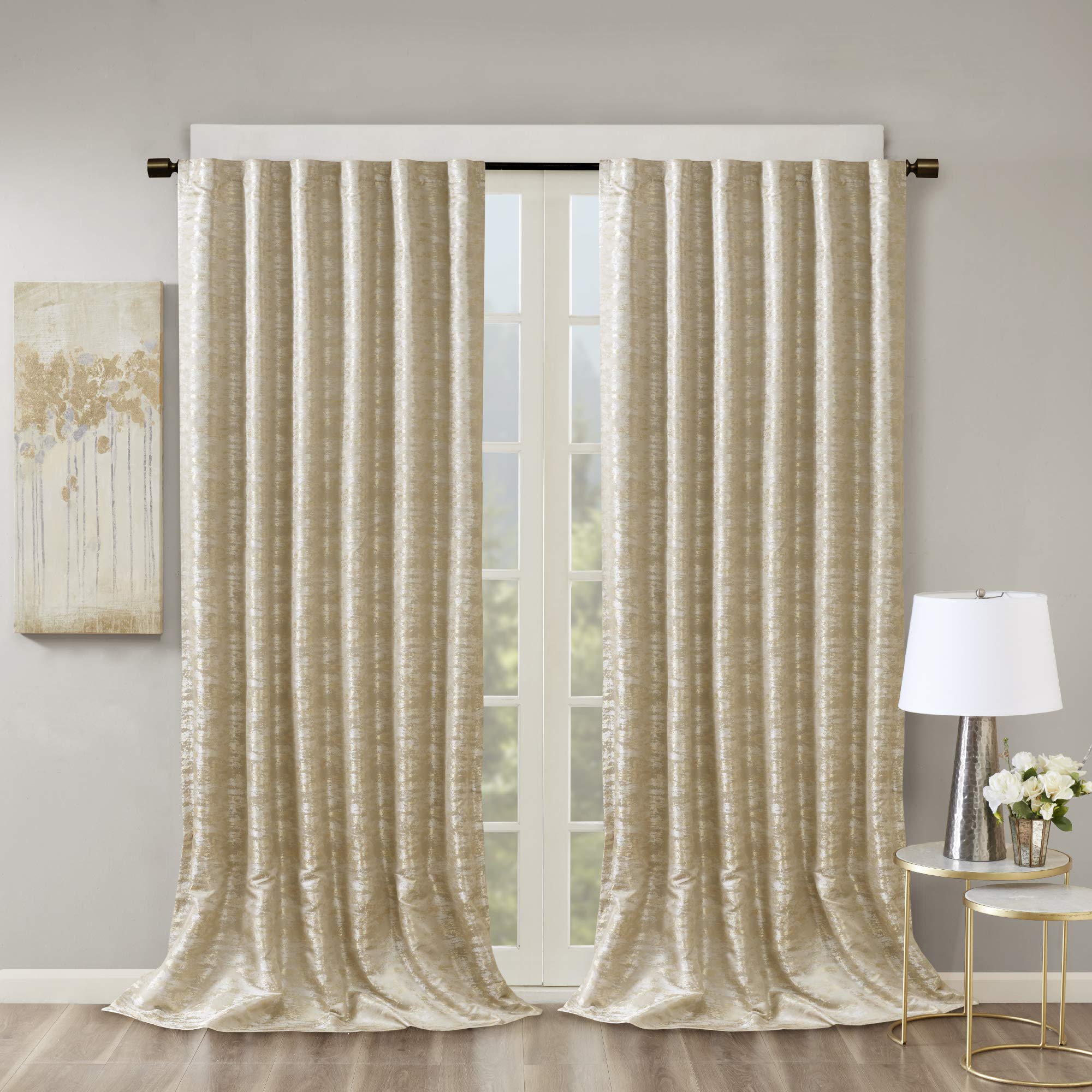 Sun Smart Cassius Jacquard Blackout Curtain Panel - Gold Luxury Room Darkening For Bedroom & Living Room - View #12