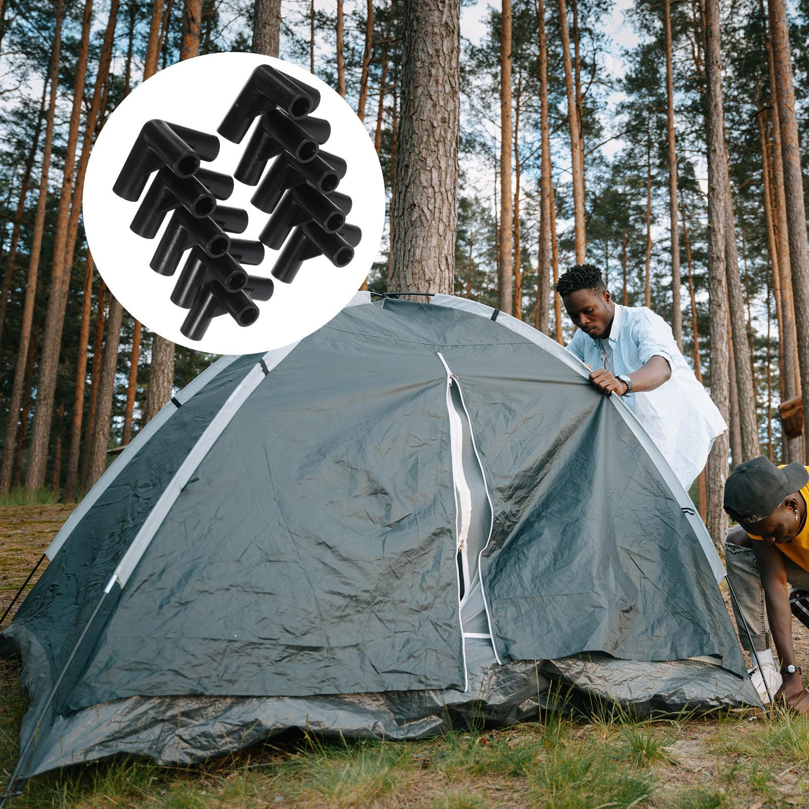 24 Stück Zeltbeschläge aus Pe, Robust, Schwarz, für Camping