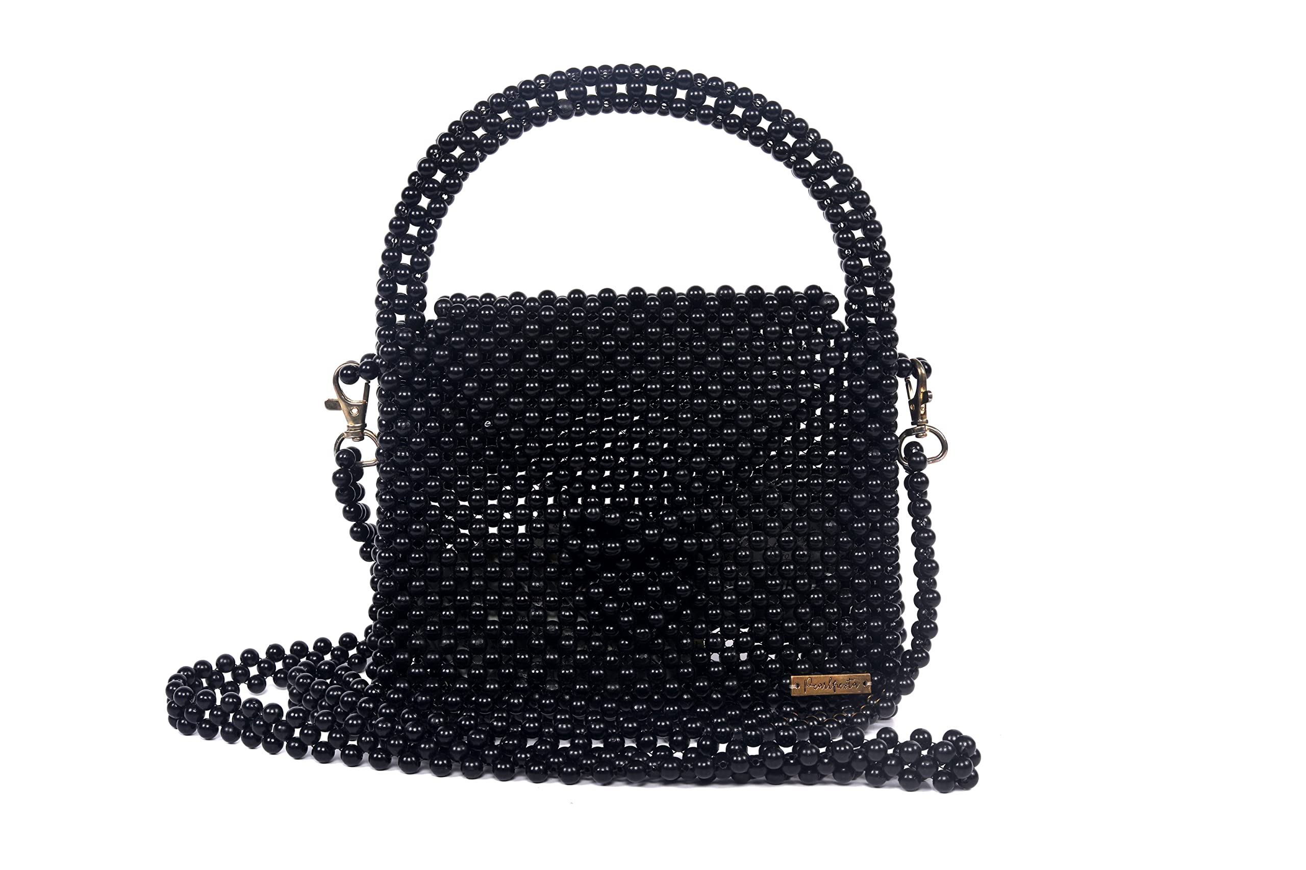 PEARLFIESTA Pearl Bags for Women with Detachable Chain - Handmade Pearl Handbags/Purses for Women/Girls Stylish Latest Trendy Ethnic Fashion Beaded Bags for Women Crossbody Pearl Sling Bag - Black (B09TWH1S5F) Amazon Price History, Amazon Price Tracker