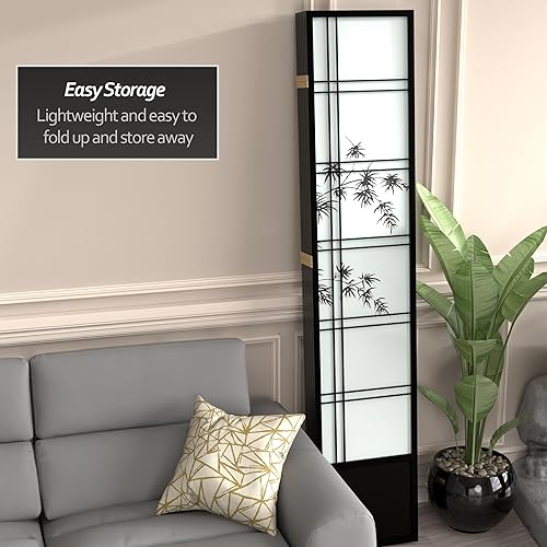 Miniatura 22 de Oriental Furniture - Pantalla Shoji para árbol de bambú de 7 pies de alto, color miel, 6 paneles Miel,Natural,Negro