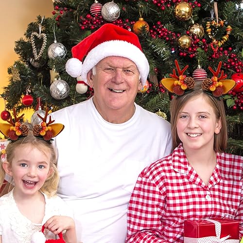 Miniatura 6 de Boobeen Pinza para el pelo de Navidad, 2 pares de cuernos de reno, orejas de accesorio para el cabello, cuernos, tocado, horquilla para fiesta de