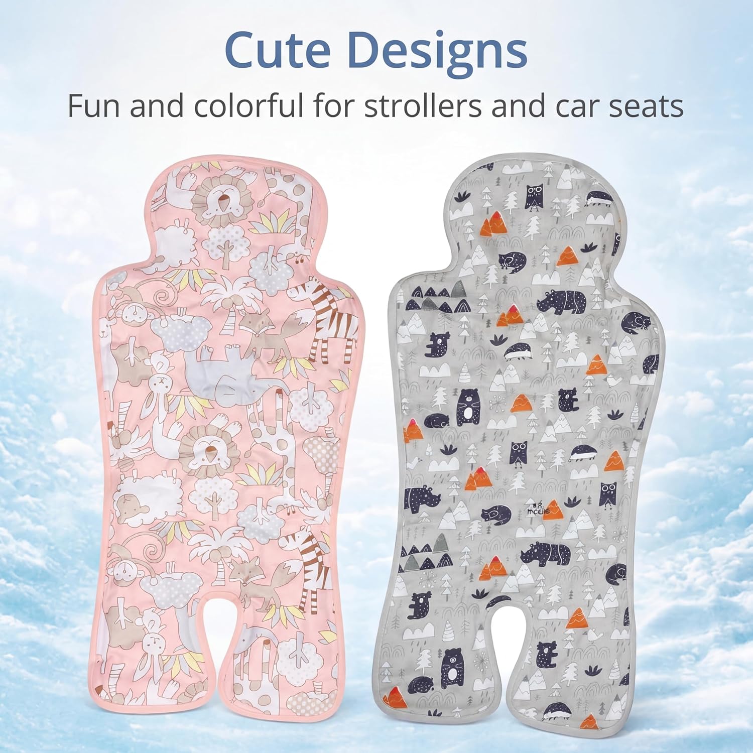 Pinkunn 2 Pcs Gel Car Seat Cooling Pad for Baby Summer Breathable Ice Cushion Multifunctional Ice Stroller Cooler Mat for Stroller Baby Dining Chair Child Safety Seat(Vivid Color,Forest, Animal)