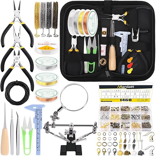 Tanstic Jewelry Making Kit, 1489Pcs Supplies with Tools, Pliers, Wires, Jump Rings, Findings & Storage Bag for Jewelry Repair & Beading