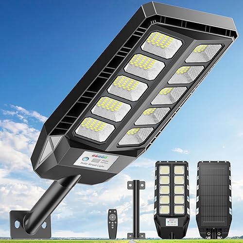 Deepn Luces solares para exteriores, IP66 impermeables para exteriores, 6500 K del anochecer al amanecer, luces de inundación de seguridad solar con