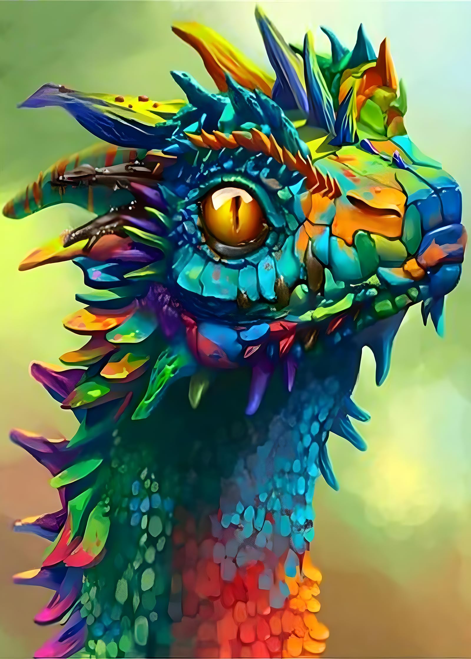 MXJSUA Diamond Art Painting Kit, 12x16 Inch Green Dragon, DIY Diamond Art by Number, Adults, Modern, Clear, Green, Waterproof, Non-Foldable