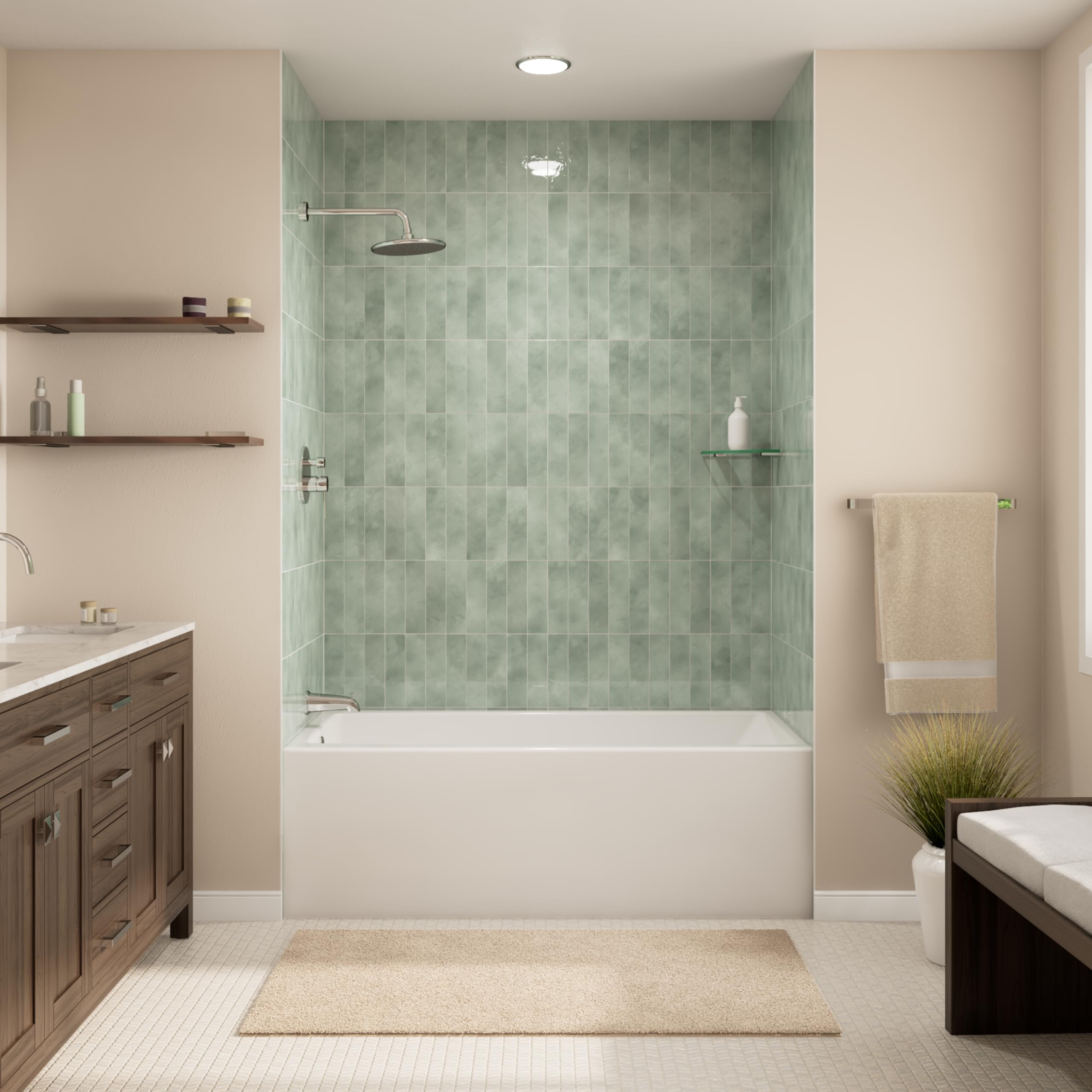 Prism 60 in. L x 32 in. W Acrylic Alcove Left-Hand Drain