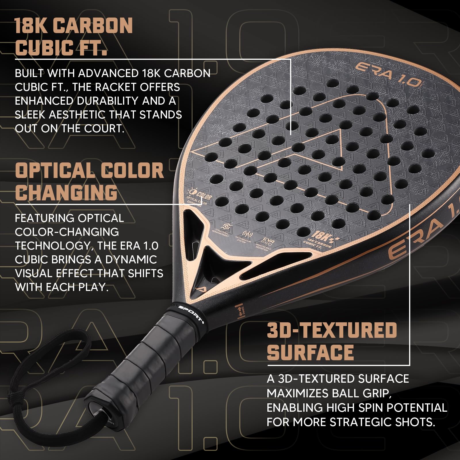 Pala Padel AMASPORT 2025 Era-1.0 Series Pros Padel Racket - 18K Carbon - View #6
