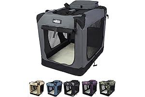 Vibrant Life 3-Door Folding Soft Dog Crate with Carrying Bag and Fleece Bed