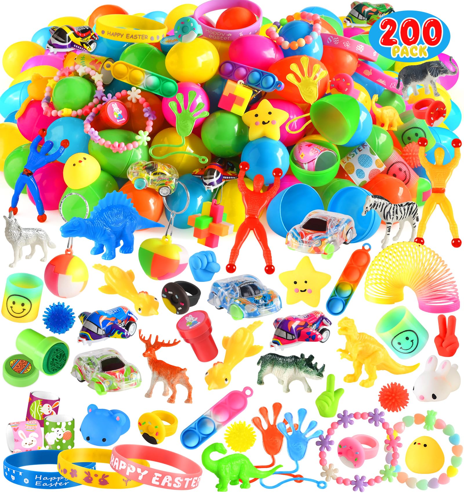 Photo 1 of ****SOME OF THE EGGS DON'T HAVE TOYS****
200 Pack Prefilled Easter Eggs with Assorted Toys, Easter Theme Surprise Eggs for Basket Stuffers/ Fillers, Filling Treats, Classroom Prize Supplies, Easter Eggs Hunt Party Favors for Kids - C2