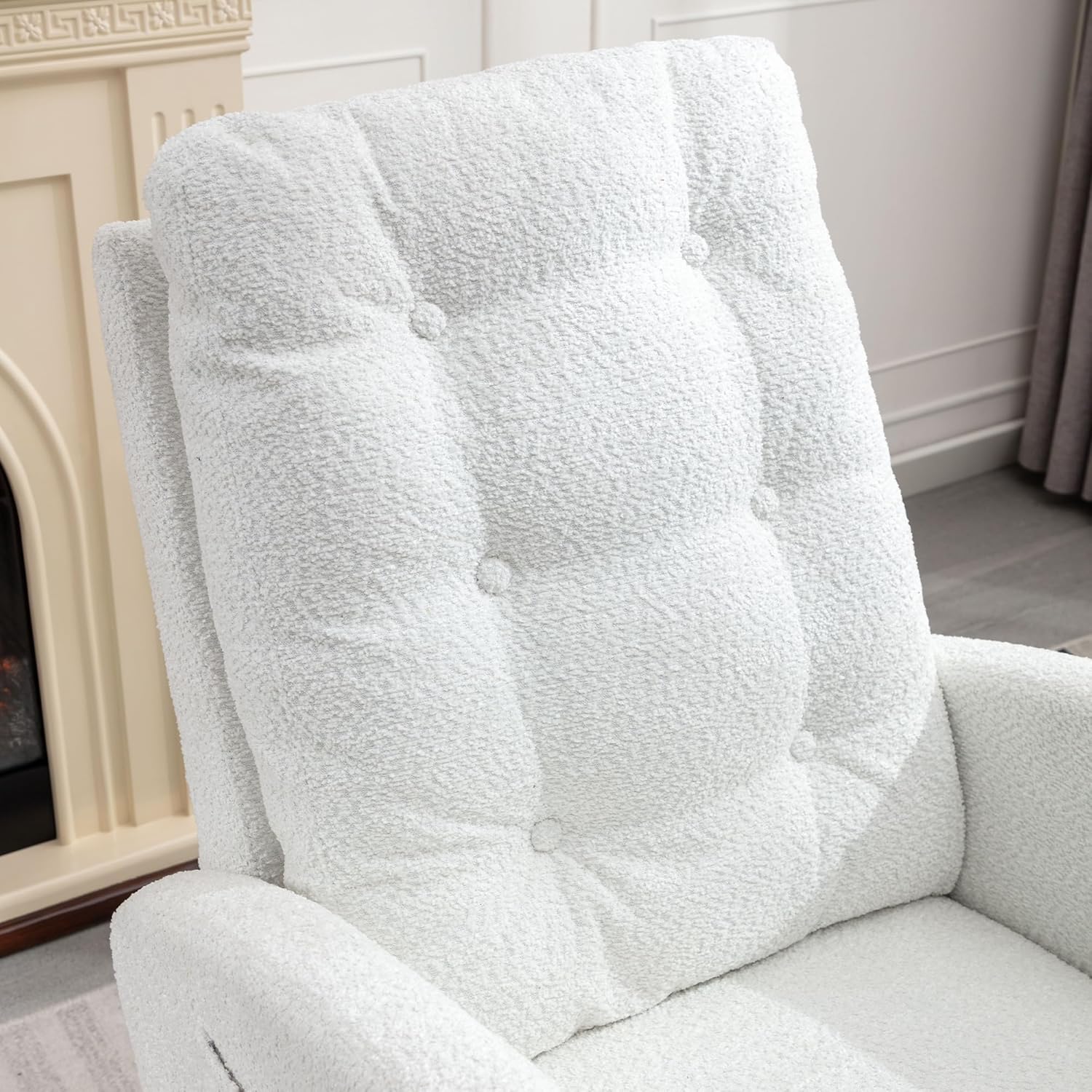 Rocking Chair with Footrest, Nursery Rocking Chairs with Rubber Wood Legs Side Pocket, High Back Nursing Chair, Accent Rocker Arm Chair for Baby Bedroom, Living Room, White