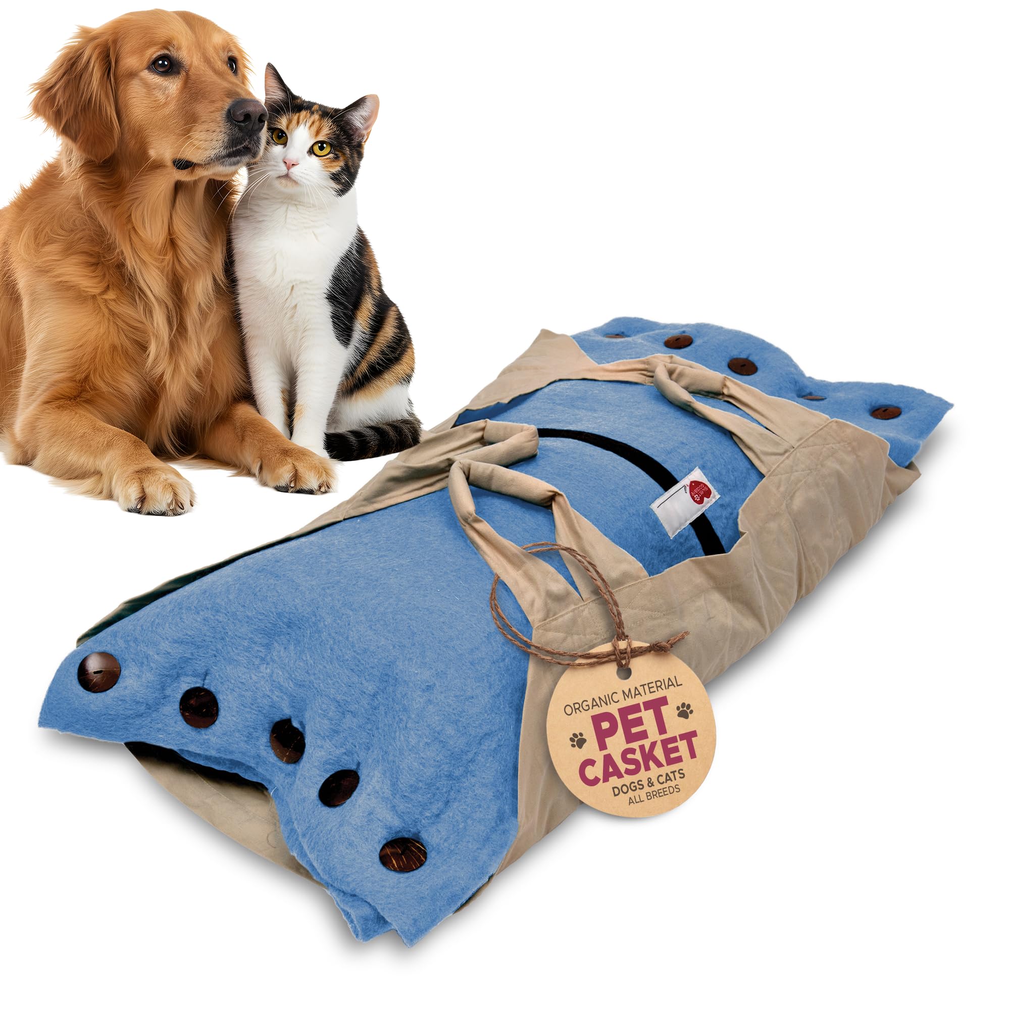 Sweet Goodbye Cocoon® - Eco-Friendly Pet Burial & Cremation Ceremony Kit (Premium Wool) - Casket for Dogs and Cats (Choose Size & Color) (Small, Light