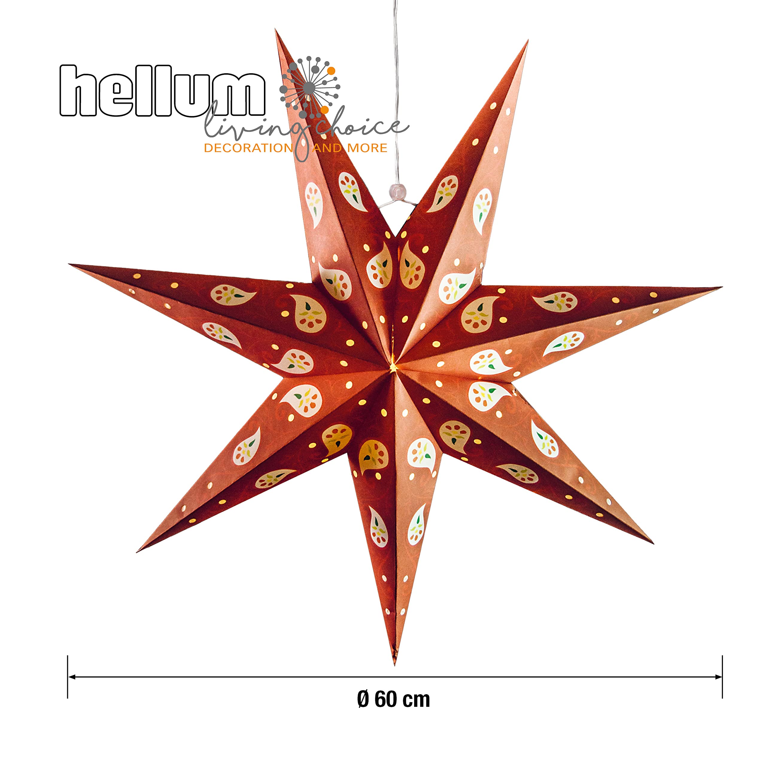 hellum Weihnachtsstern Innen, LED Stern Papierstern zum Aufhngen mit  Fernbedienung mit Timer, roter Stern Weihnachtsdeko Fenster  batteriebetrieben,  60cm, Weihnachtsbeleuchtung innen, 522762 : Amazon.de:  Beleuchtung